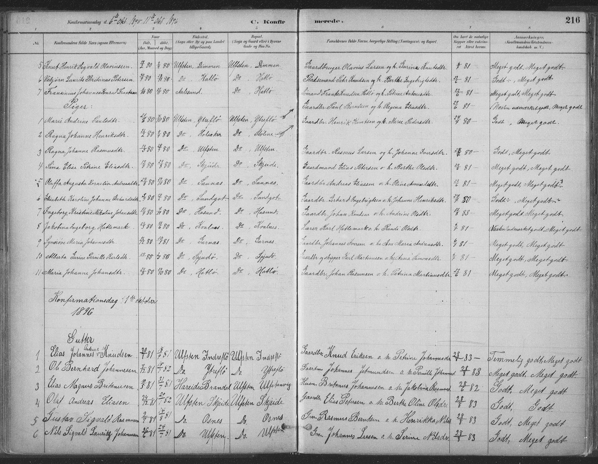 Ministerialprotokoller, klokkerbøker og fødselsregistre - Møre og Romsdal, AV/SAT-A-1454/509/L0106: Ministerialbok nr. 509A04, 1883-1922, s. 216