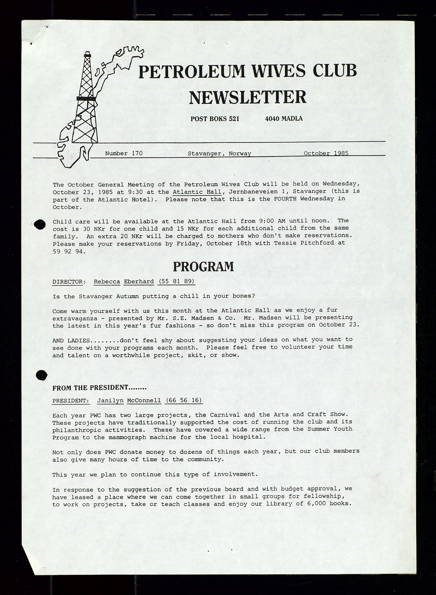 PA 1547 - Petroleum Wives Club, SAST/A-101974/X/Xa/L0002: Newsletter, 1979-1987