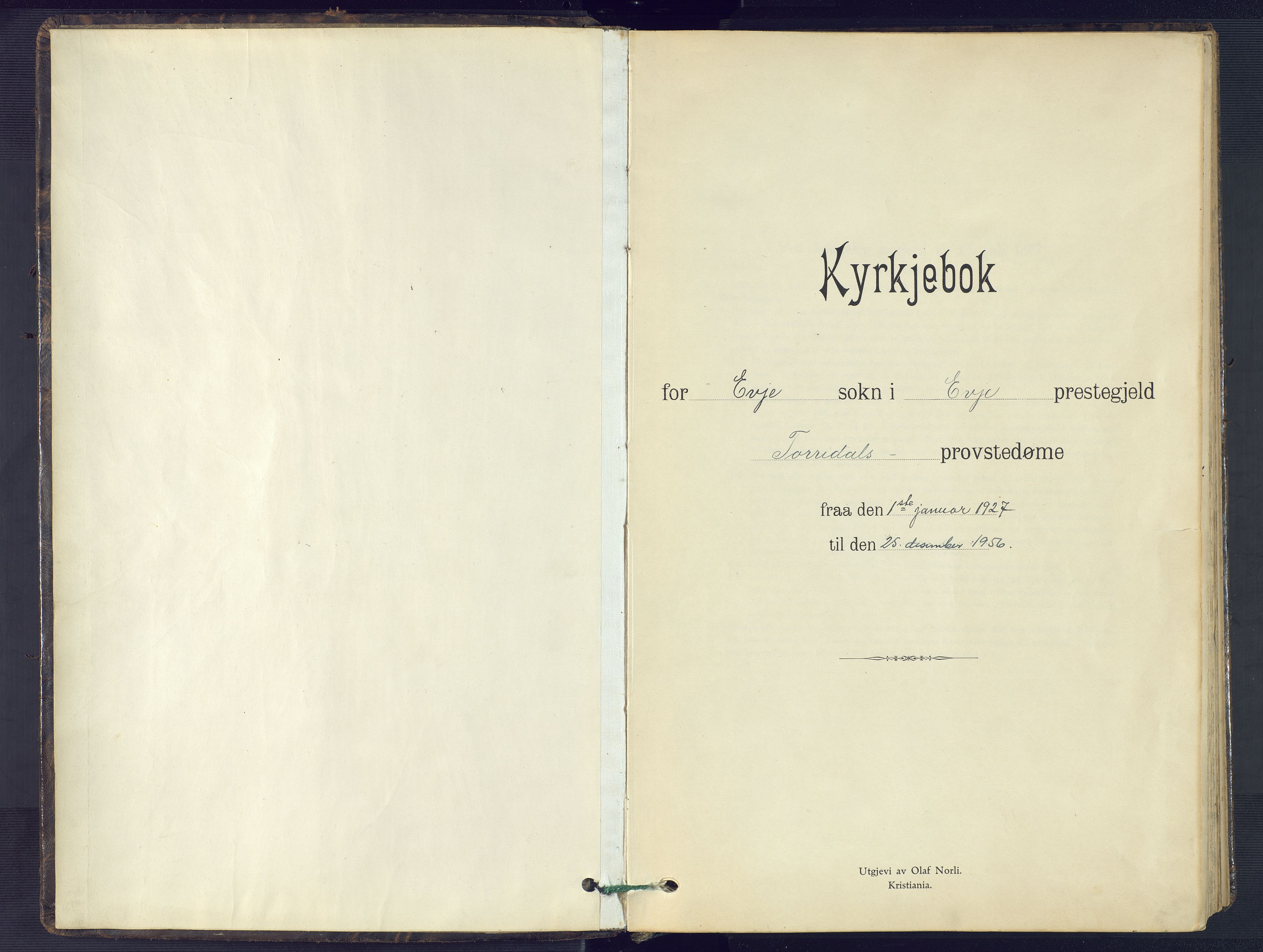 Evje sokneprestkontor, SAK/1111-0008/F/Fb/Fba/L0006: Klokkerbok nr. B 6, 1927-1956