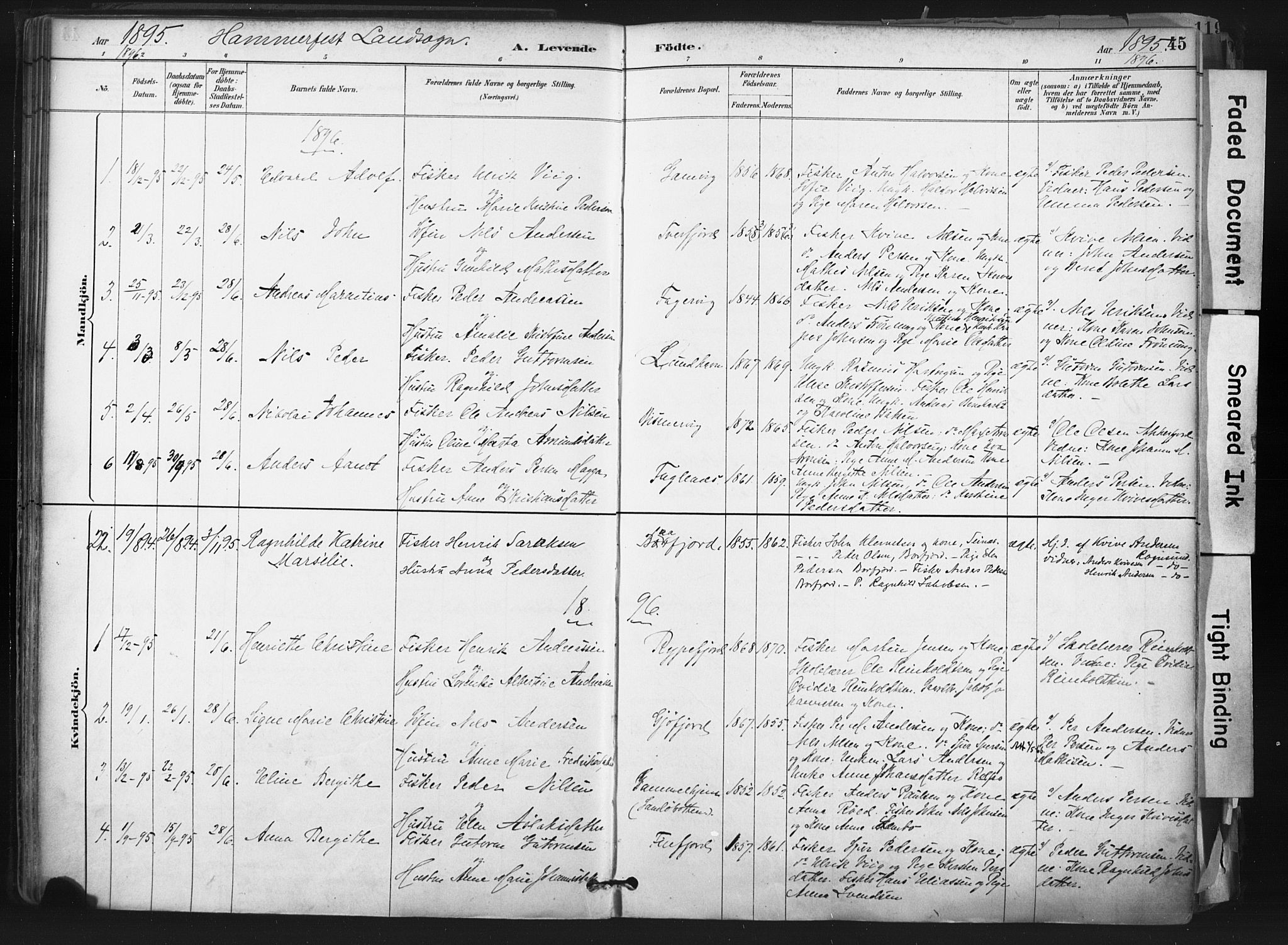 Hammerfest sokneprestkontor, SATØ/S-1347: Ministerialbok nr. 11 /1, 1885-1897, s. 45