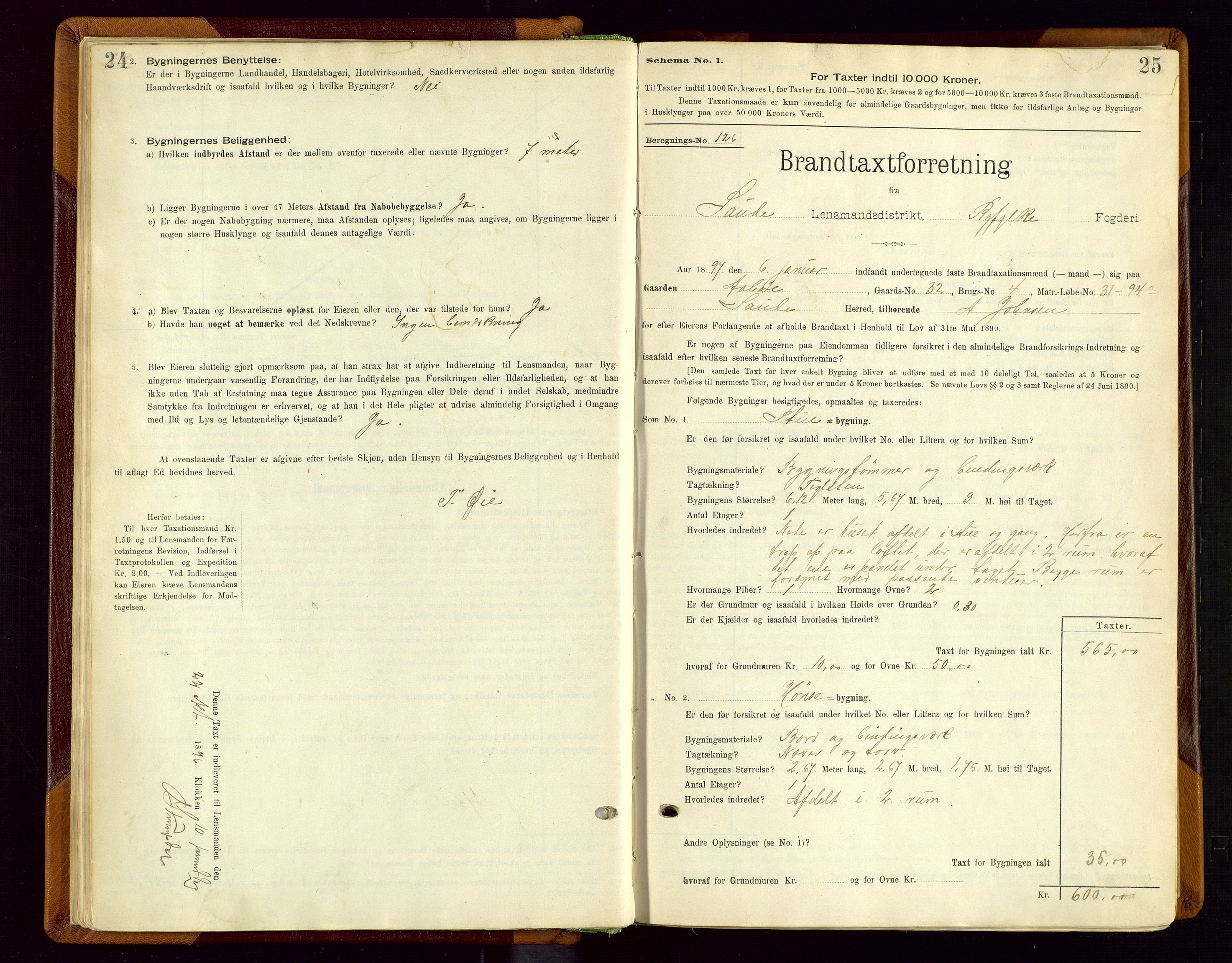 Sauda lensmannskontor, AV/SAST-A-100177/Gob/L0001: Branntakstprotokoll - skjematakst, 1894-1914, s. 24-25