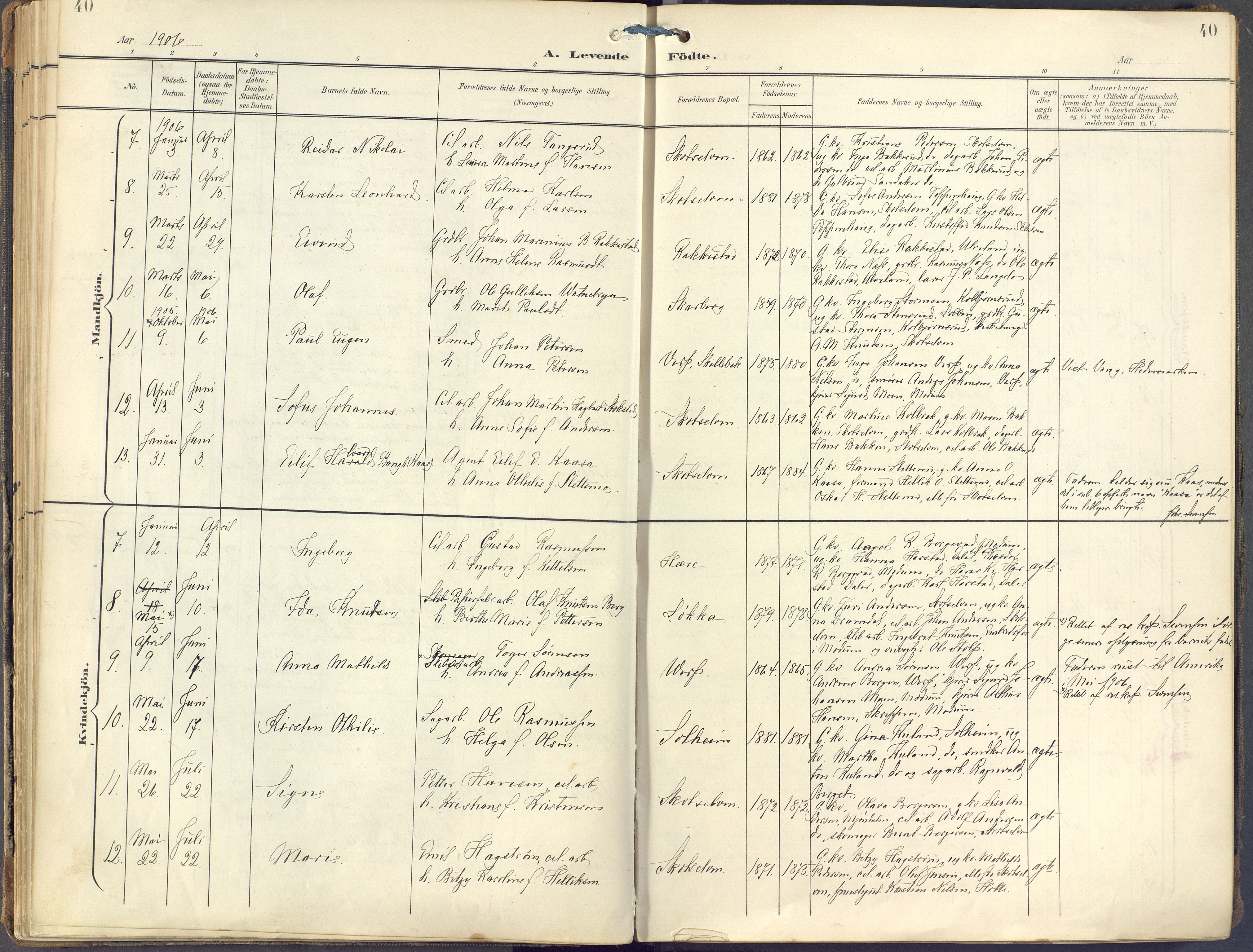 Eiker kirkebøker, AV/SAKO-A-4/F/Fc/L0004: Ministerialbok nr. III 4, 1900-1919, s. 40
