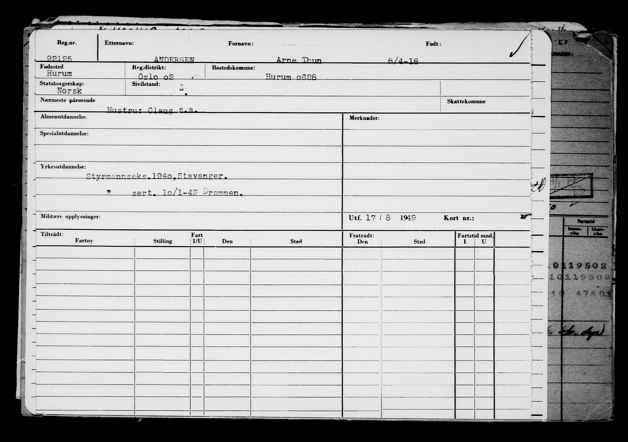 Direktoratet for sjømenn, AV/RA-S-3545/G/Gb/L0157: Hovedkort, 1918, s. 155