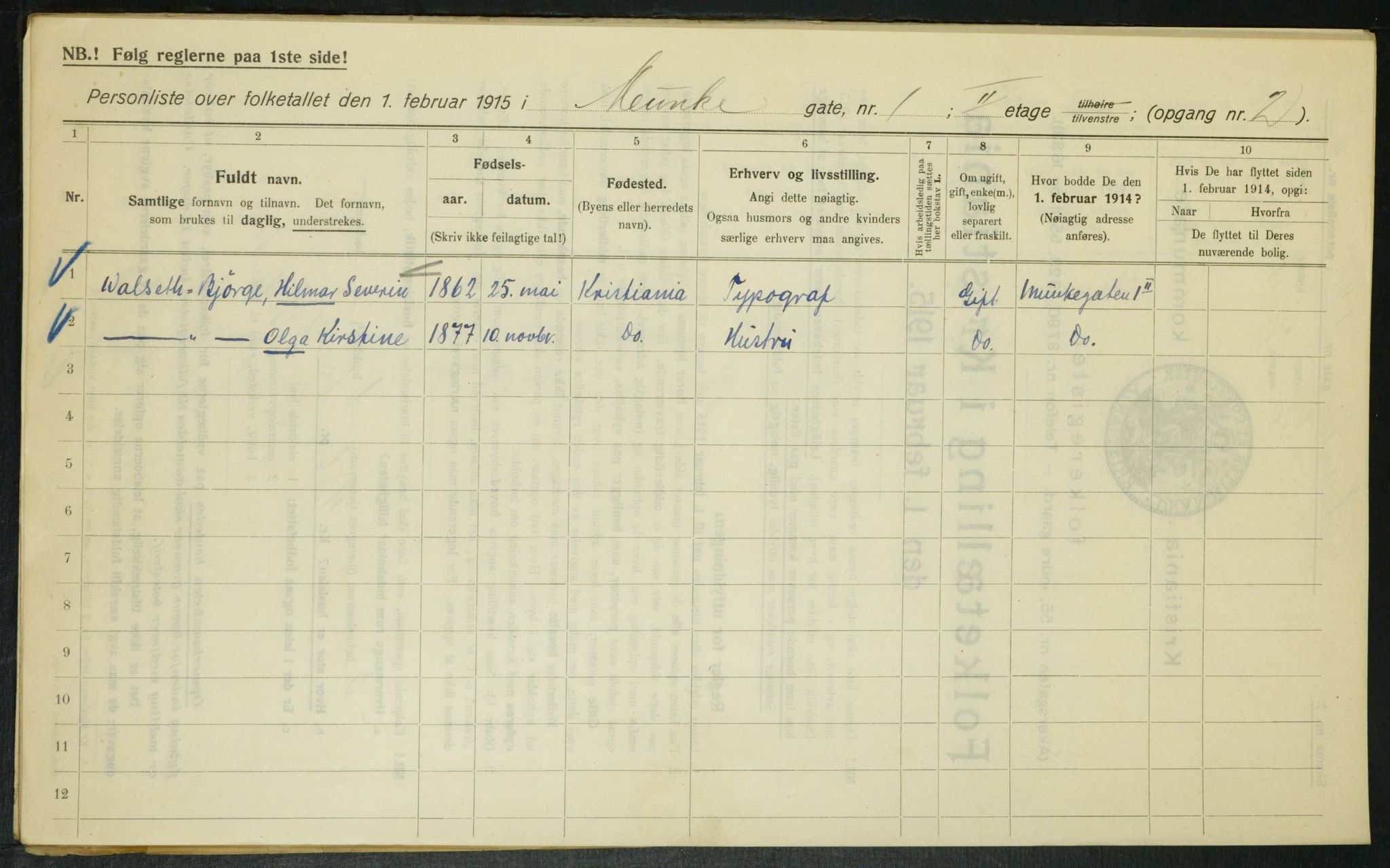 OBA, Kommunal folketelling 1.2.1915 for Kristiania, 1915, s. 67390