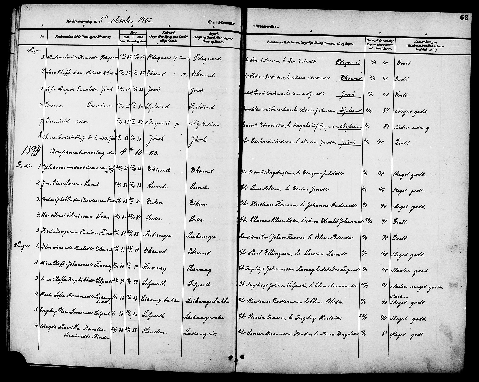 Ministerialprotokoller, klokkerbøker og fødselsregistre - Møre og Romsdal, AV/SAT-A-1454/508/L0098: Klokkerbok nr. 508C02, 1898-1916, s. 63