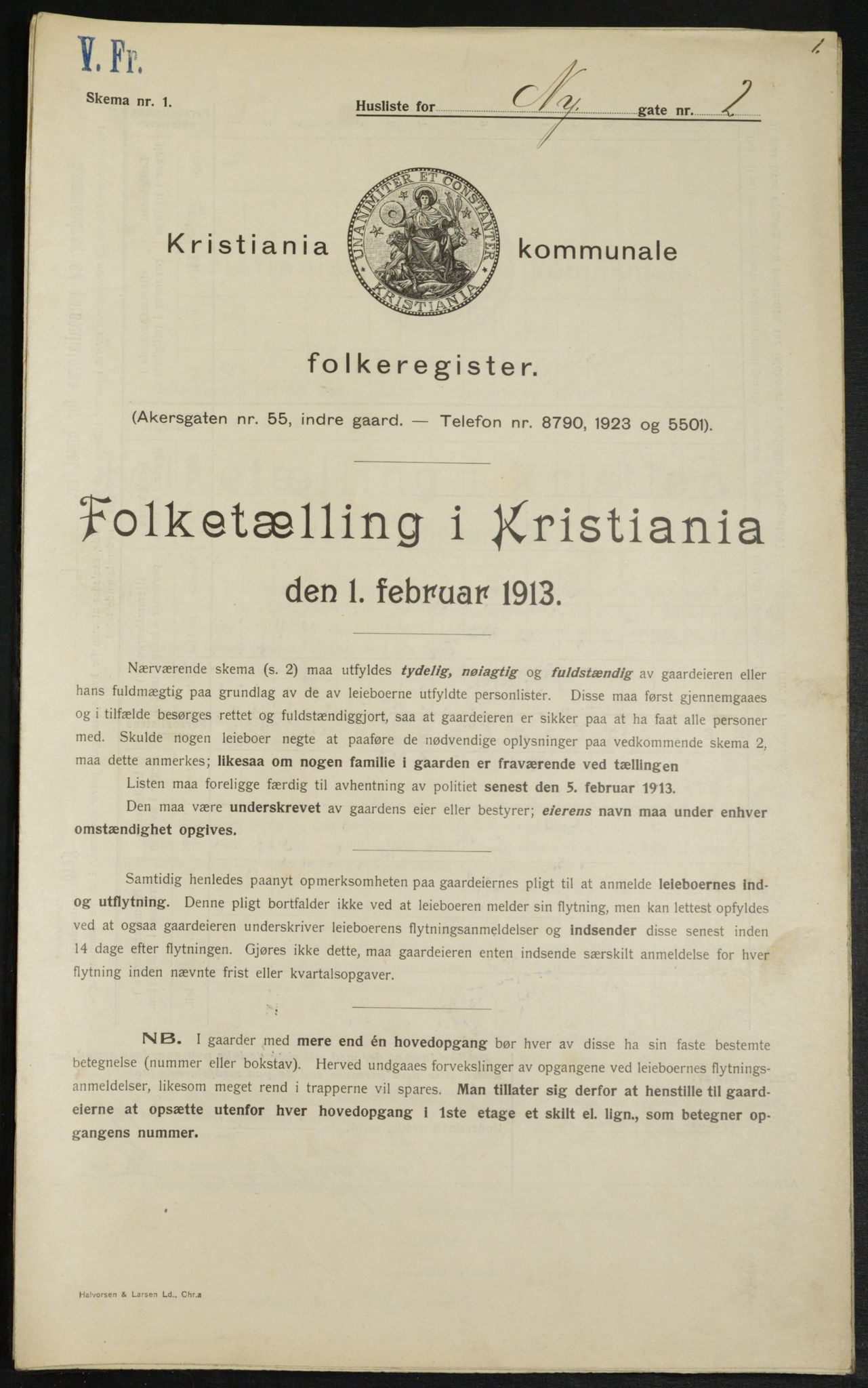 OBA, Kommunal folketelling 1.2.1913 for Kristiania, 1913, s. 74005