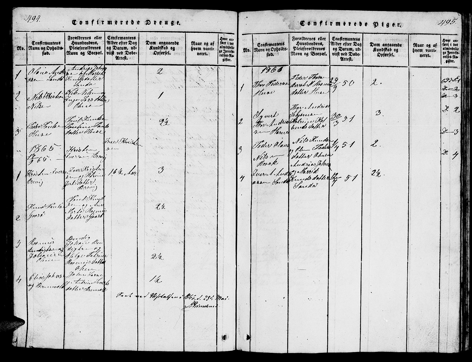 Ministerialprotokoller, klokkerbøker og fødselsregistre - Møre og Romsdal, SAT/A-1454/561/L0731: Klokkerbok nr. 561C01, 1817-1867, s. 494-495