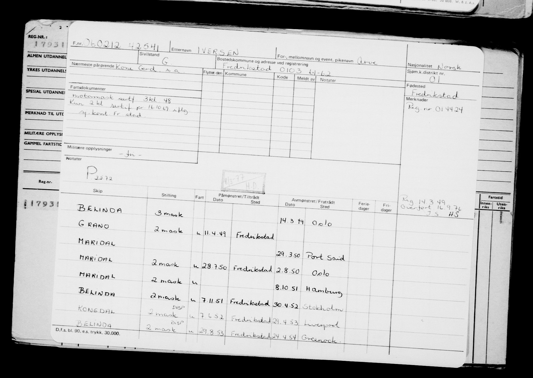 Direktoratet for sjømenn, AV/RA-S-3545/G/Gb/L0102: Hovedkort, 1912, s. 591