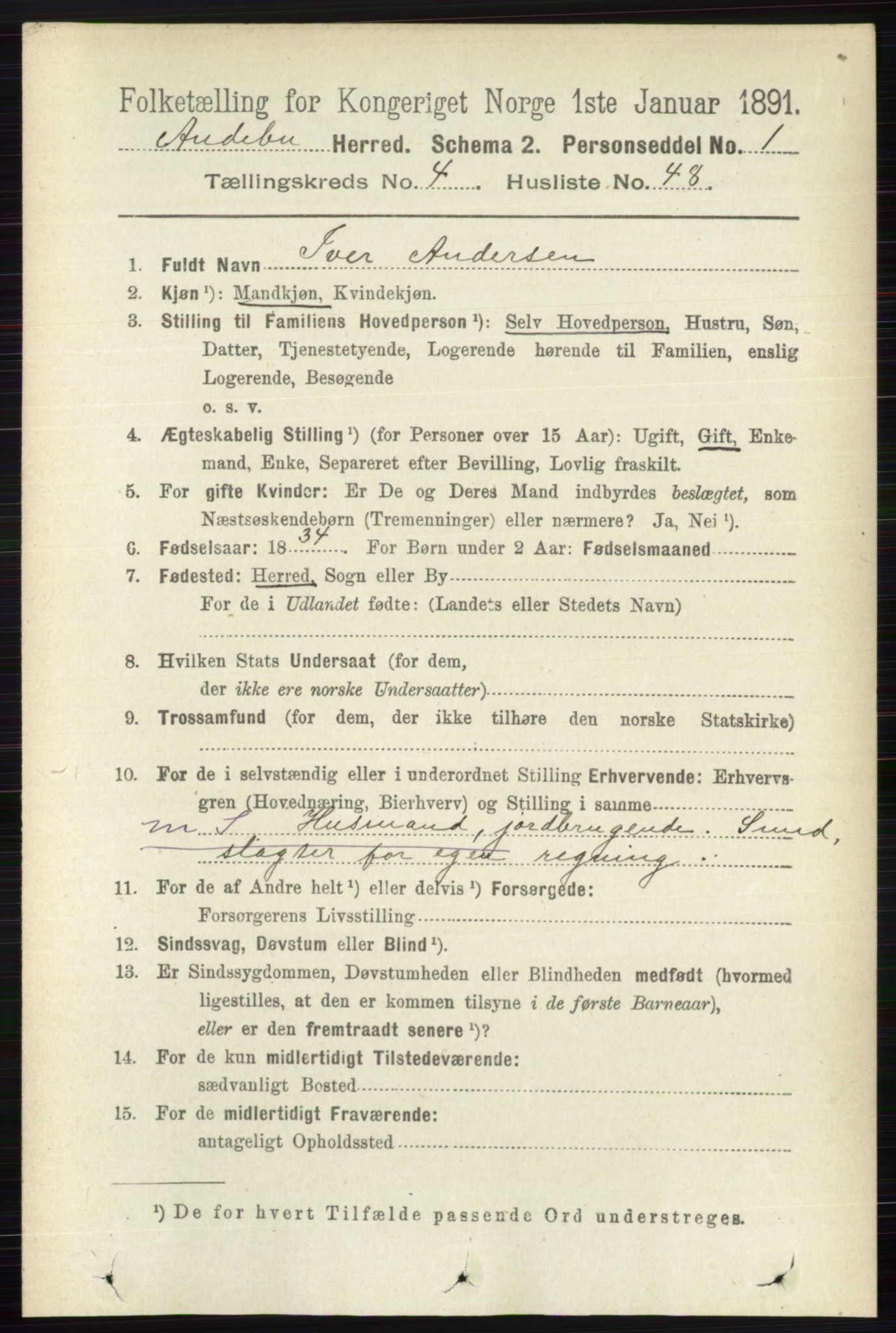RA, Folketelling 1891 for 0719 Andebu herred, 1891, s. 2309