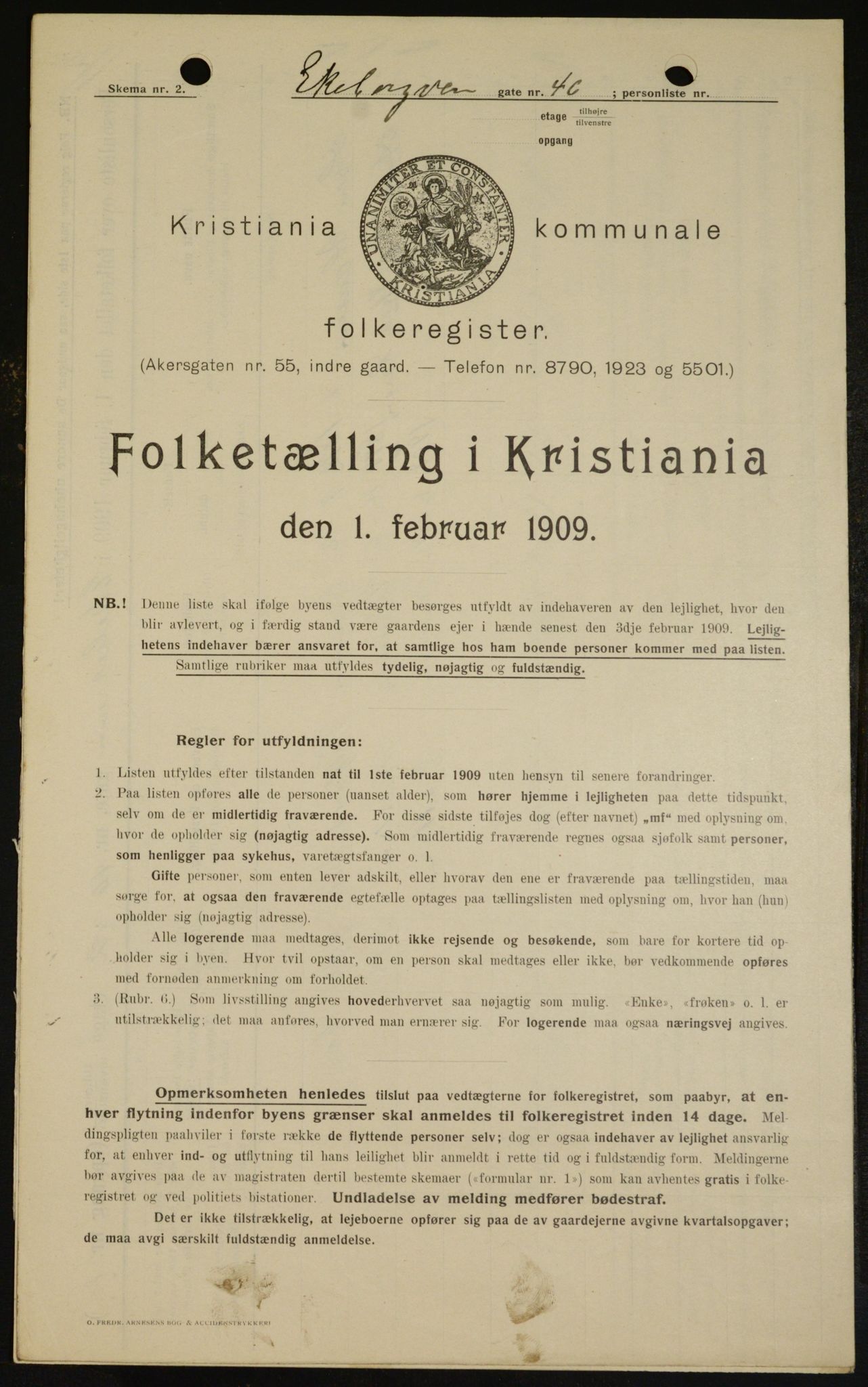 OBA, Kommunal folketelling 1.2.1909 for Kristiania kjøpstad, 1909, s. 18439