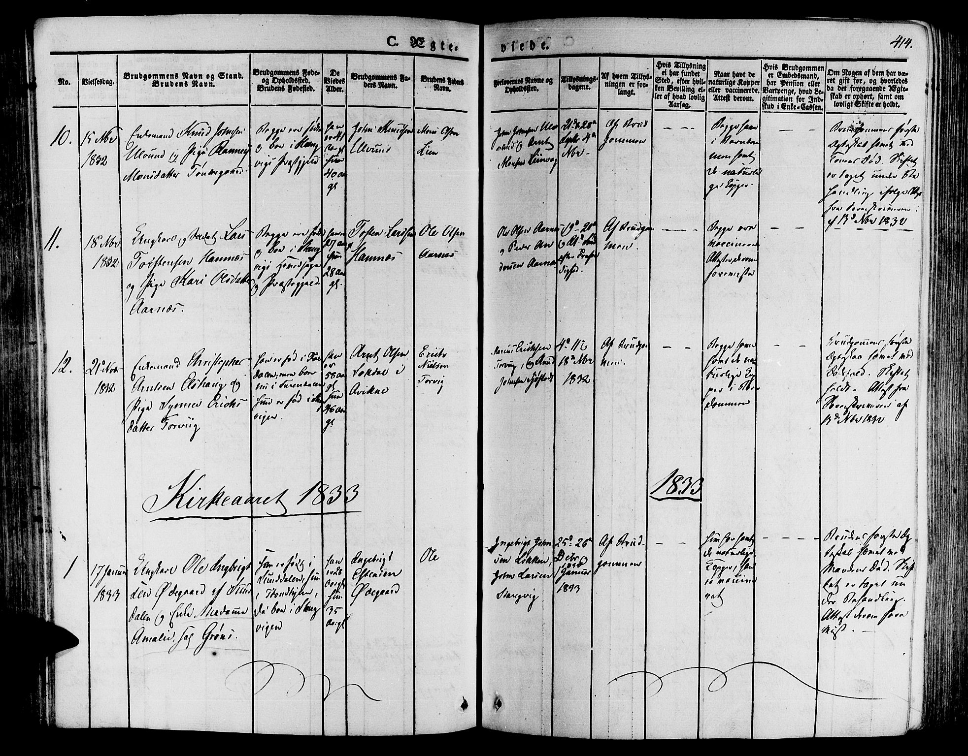 Ministerialprotokoller, klokkerbøker og fødselsregistre - Møre og Romsdal, AV/SAT-A-1454/592/L1024: Ministerialbok nr. 592A03 /1, 1831-1849, s. 414