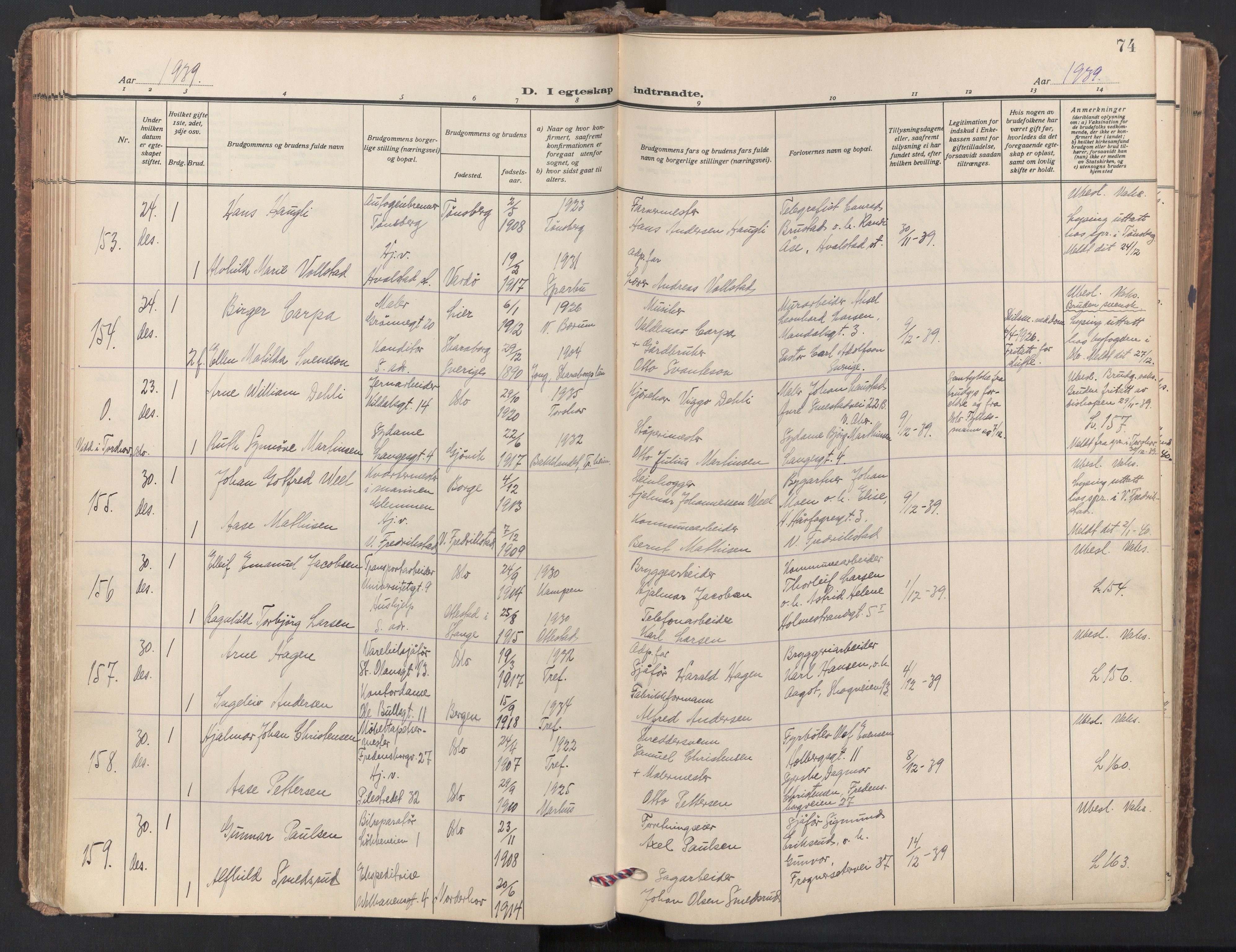Trefoldighet prestekontor Kirkebøker, AV/SAO-A-10882/F/Fc/L0010: Ministerialbok nr. III 10, 1936-1954, s. 74