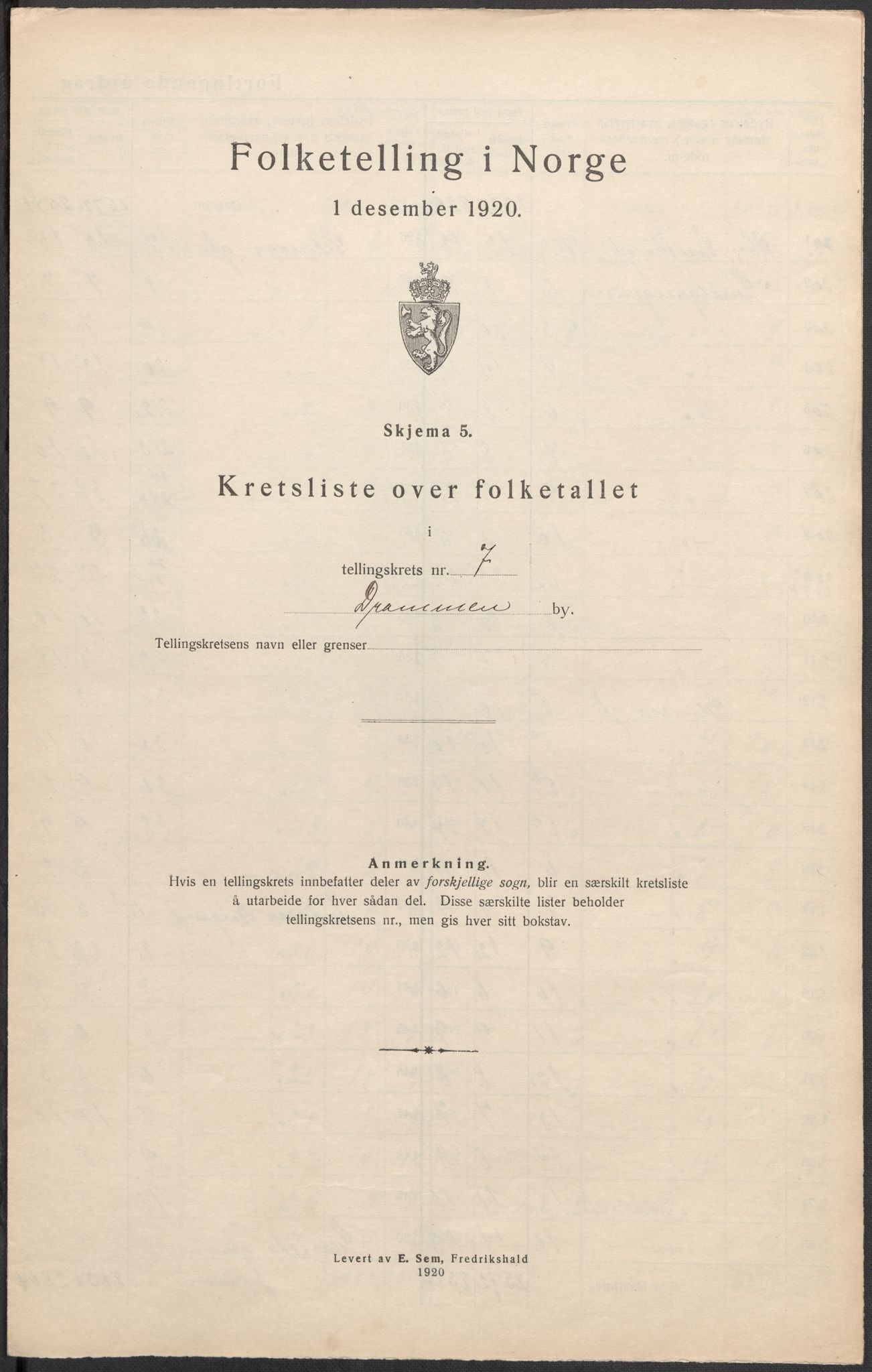 SAKO, Folketelling 1920 for 0602 Drammen kjøpstad, 1920, s. 58