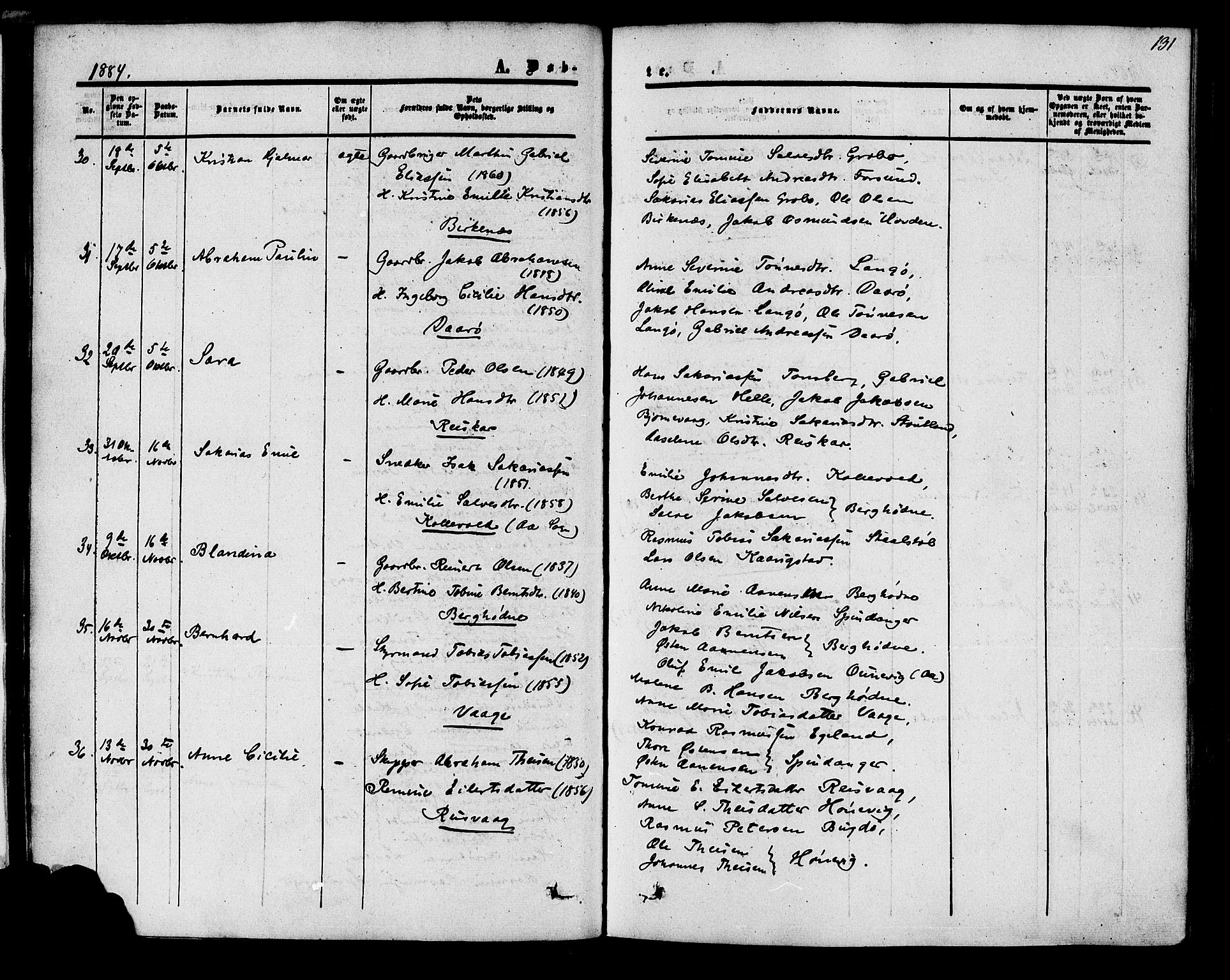 Herad sokneprestkontor, AV/SAK-1111-0018/F/Fa/Fab/L0004: Ministerialbok nr. A 4, 1853-1885, s. 131