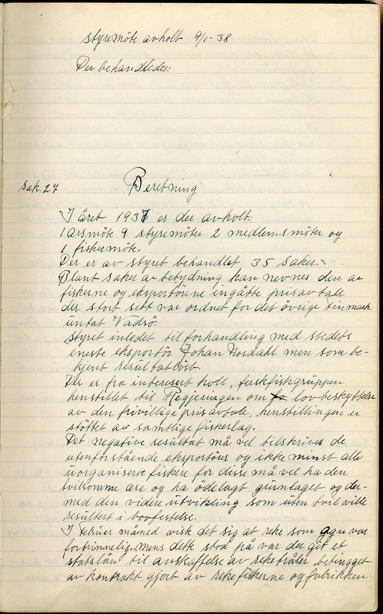 Vadsø Fiskarlag, FMFB/A-1016/A/L0001: Protokoll for styremøtene, 1926-1952, s. 70
