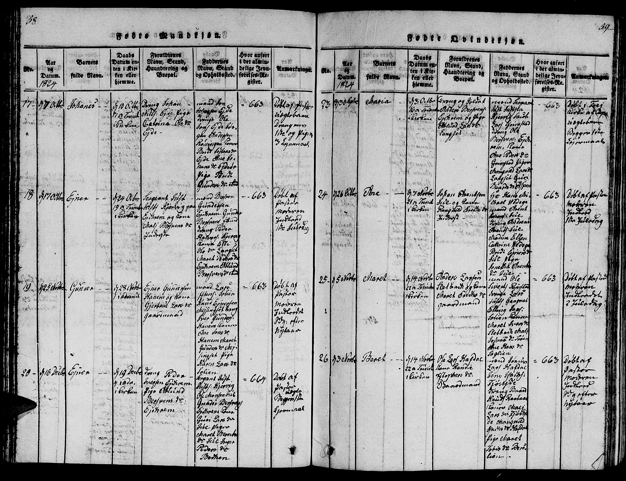 Ministerialprotokoller, klokkerbøker og fødselsregistre - Møre og Romsdal, AV/SAT-A-1454/586/L0990: Klokkerbok nr. 586C01, 1819-1837, s. 58-59