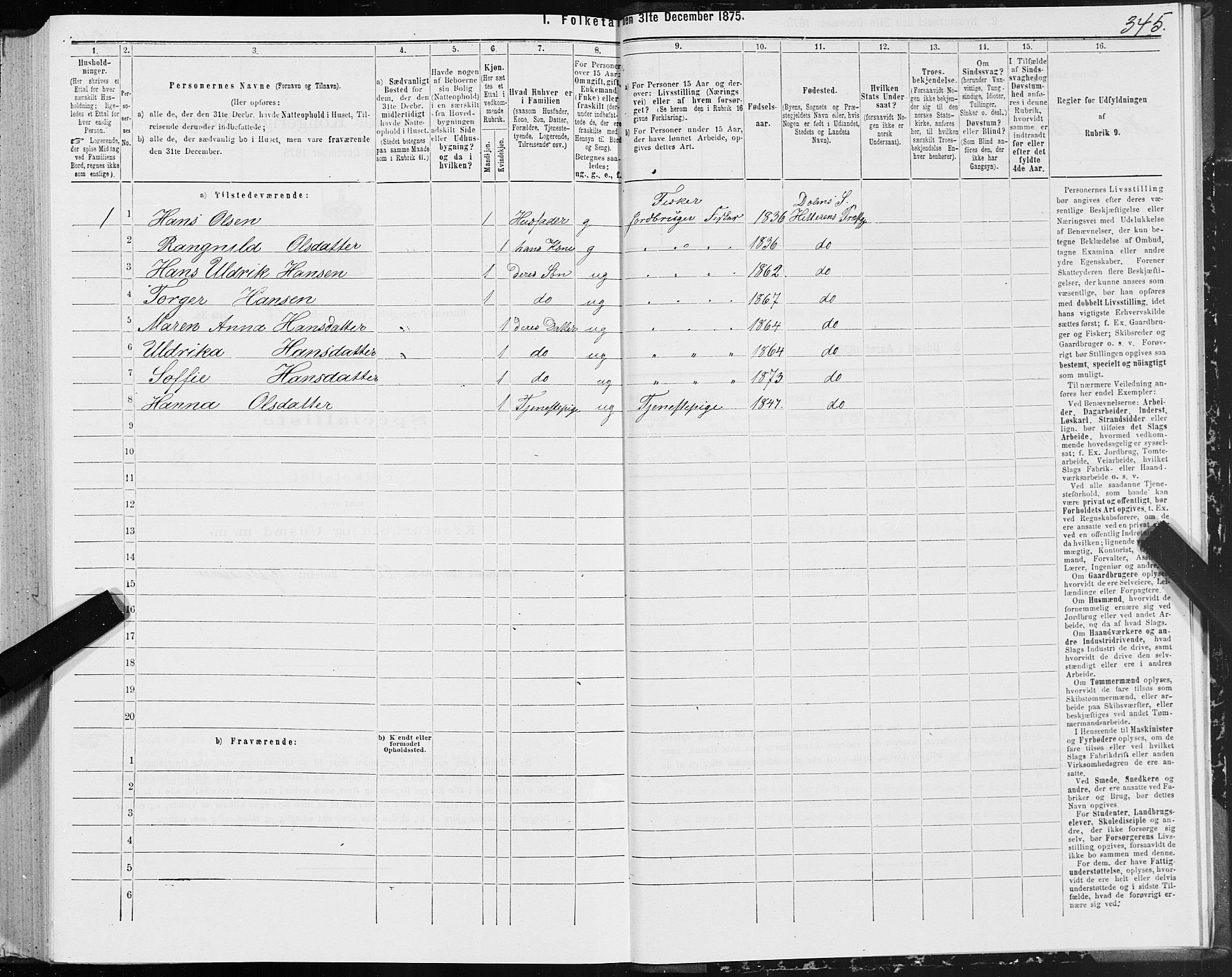 SAT, Folketelling 1875 for 1617P Hitra prestegjeld, 1875, s. 6345