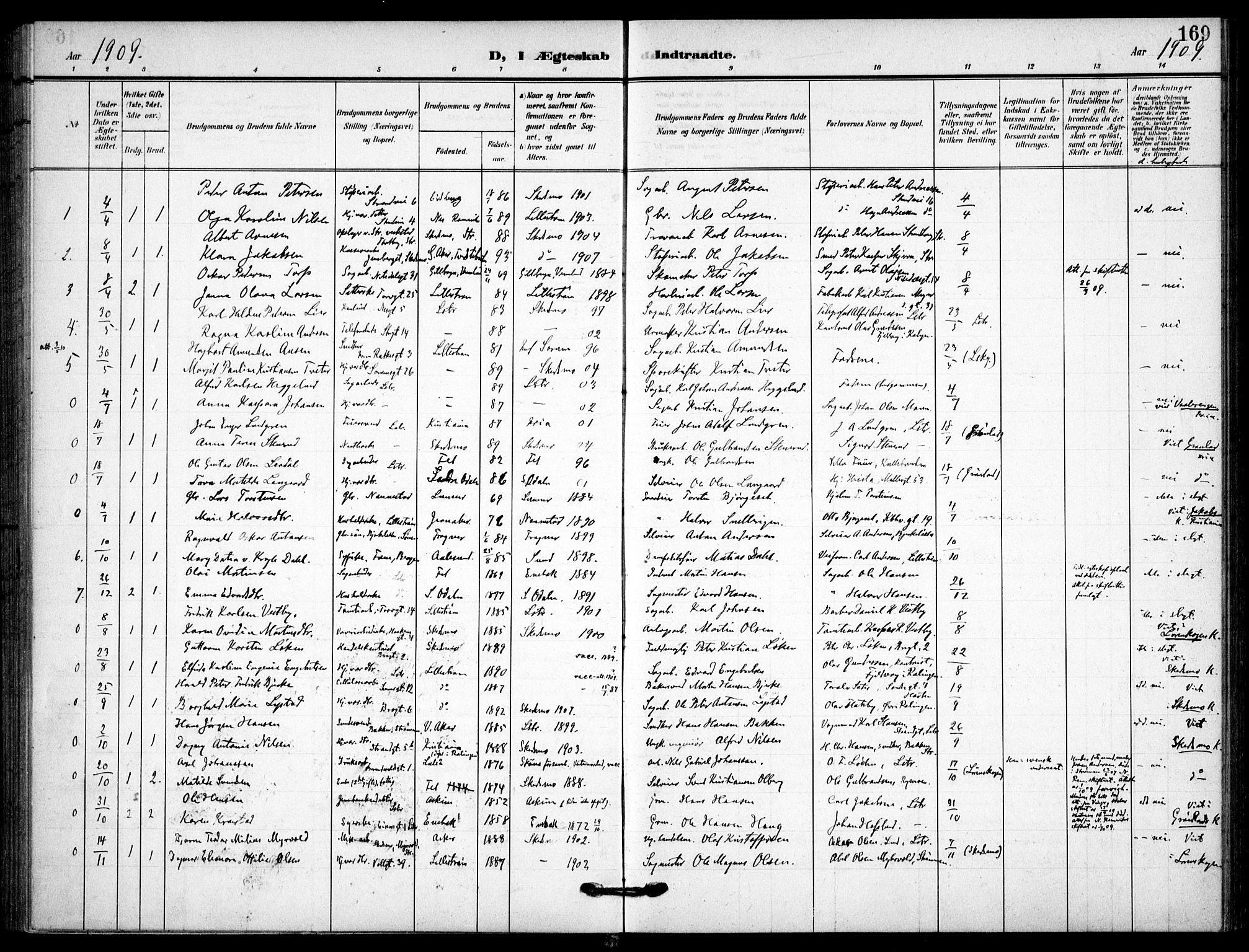 Skedsmo prestekontor Kirkebøker, SAO/A-10033a/F/Fc/L0001: Ministerialbok nr. III 1, 1908-1916, s. 169