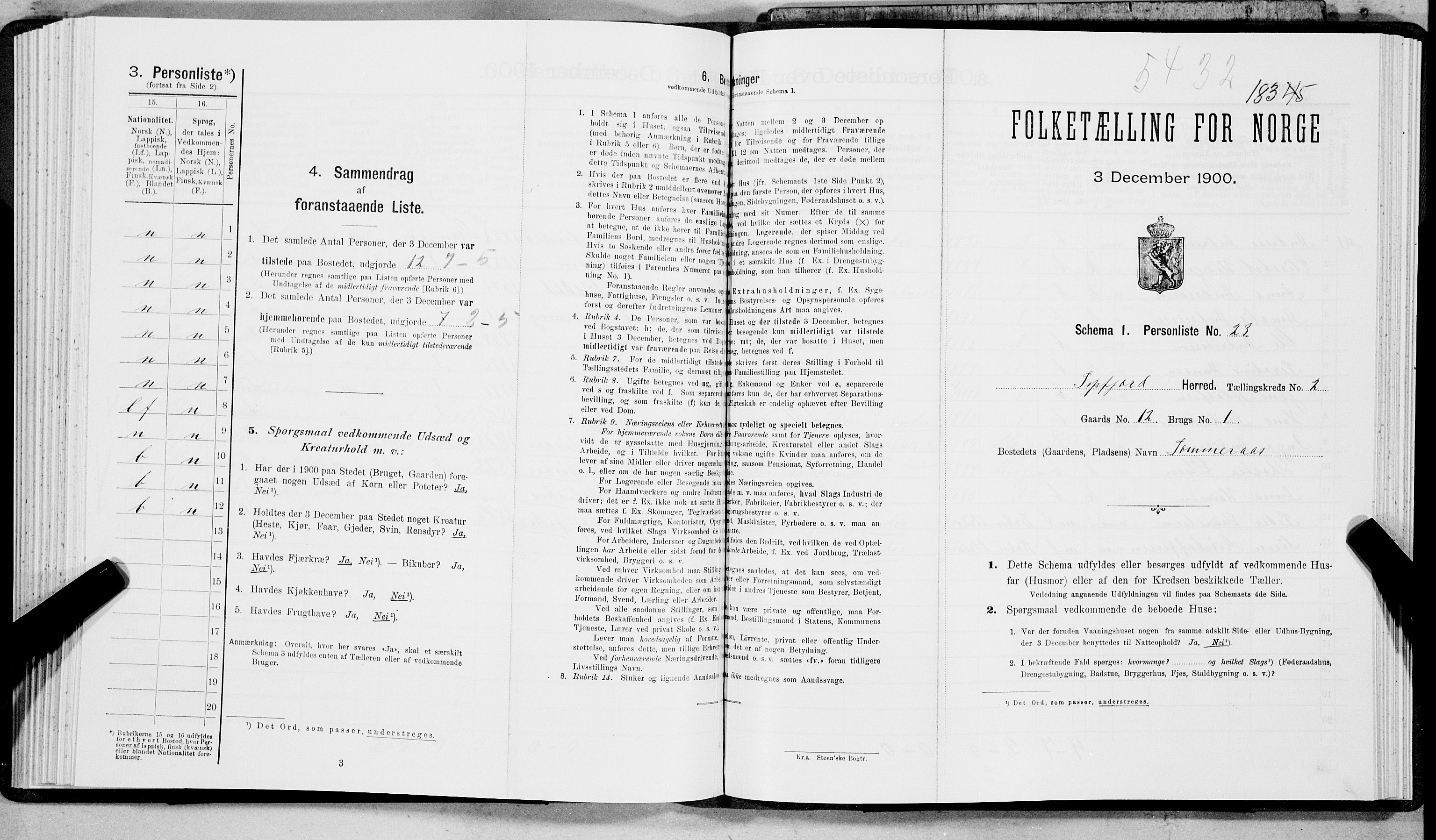 SAT, Folketelling 1900 for 1850 Tysfjord herred, 1900, s. 196
