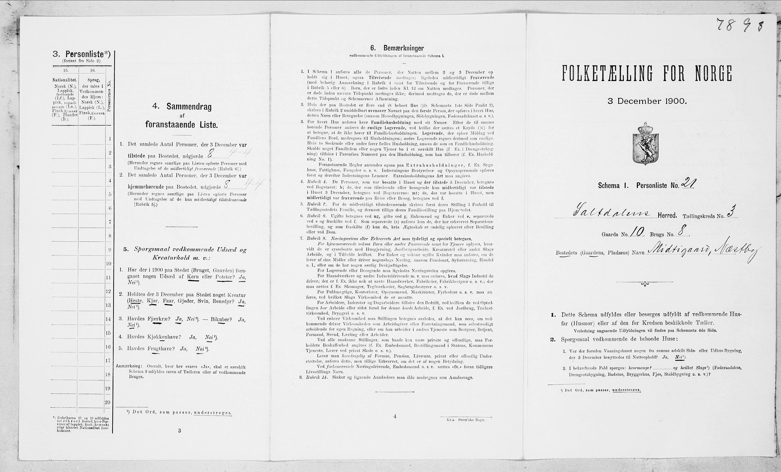 SAT, Folketelling 1900 for 1840 Saltdal herred, 1900, s. 372