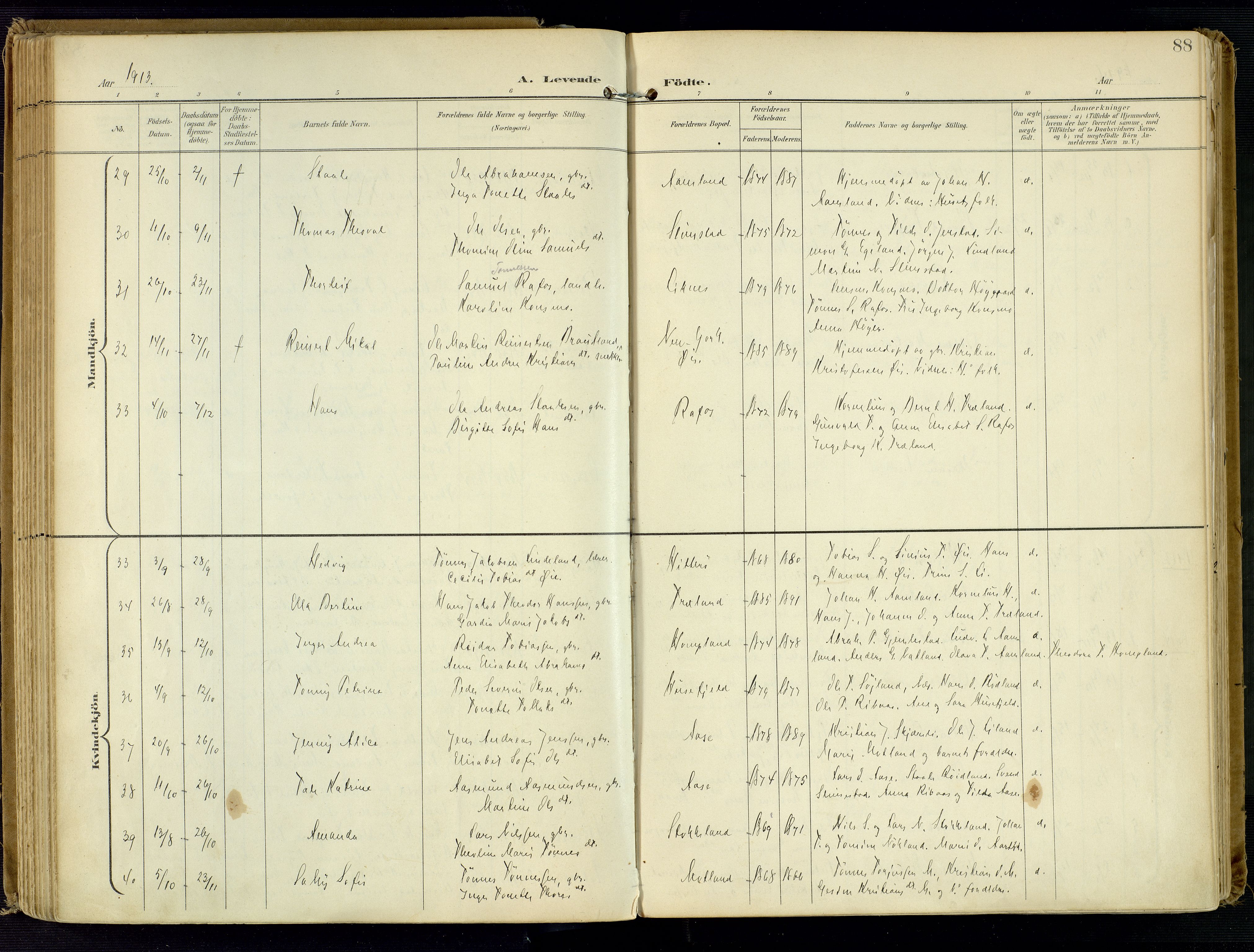 Kvinesdal sokneprestkontor, SAK/1111-0026/F/Fa/Fab/L0009: Ministerialbok nr. A 9, 1898-1915, s. 88