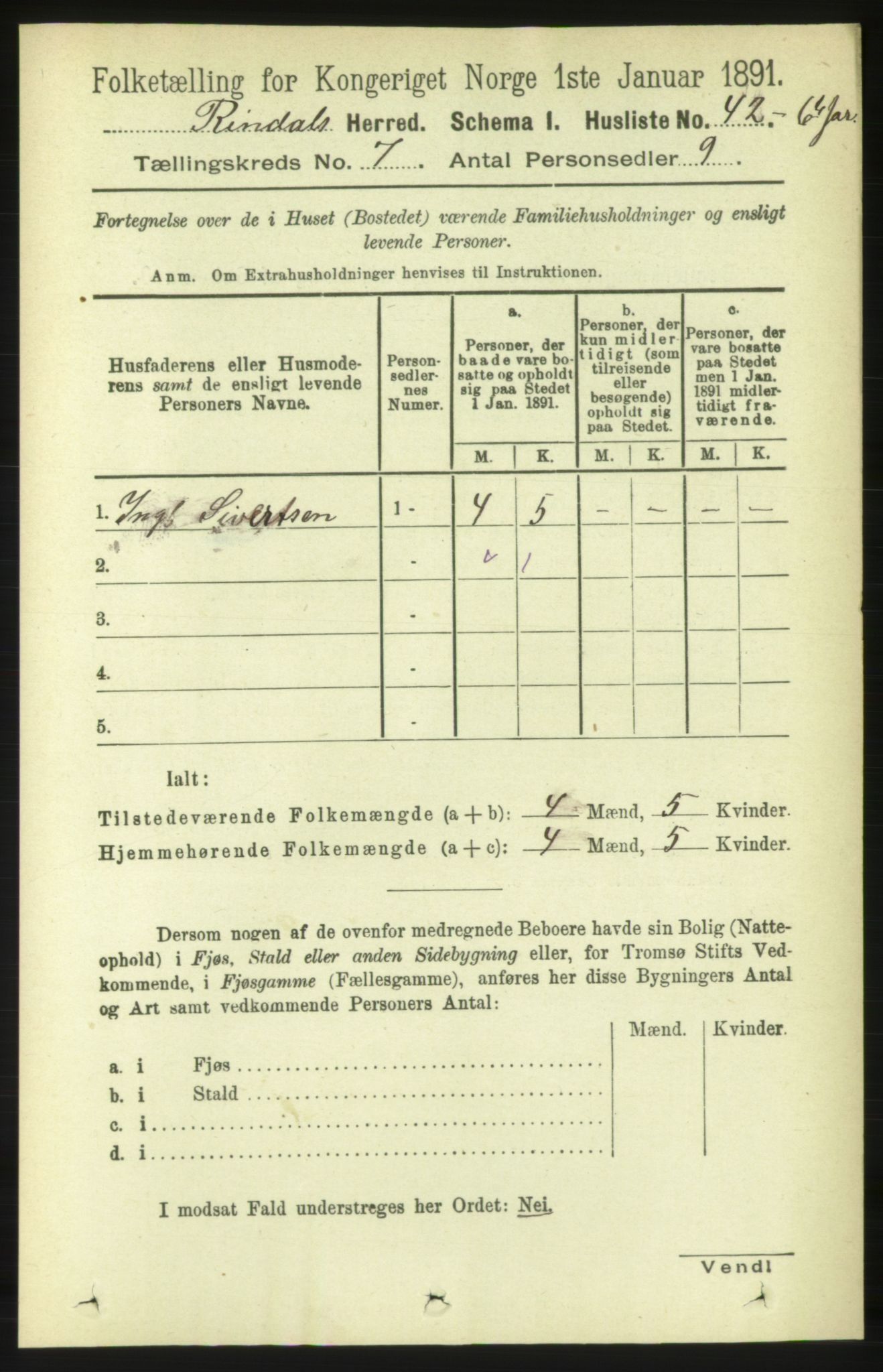 RA, Folketelling 1891 for 1567 Rindal herred, 1891, s. 2005
