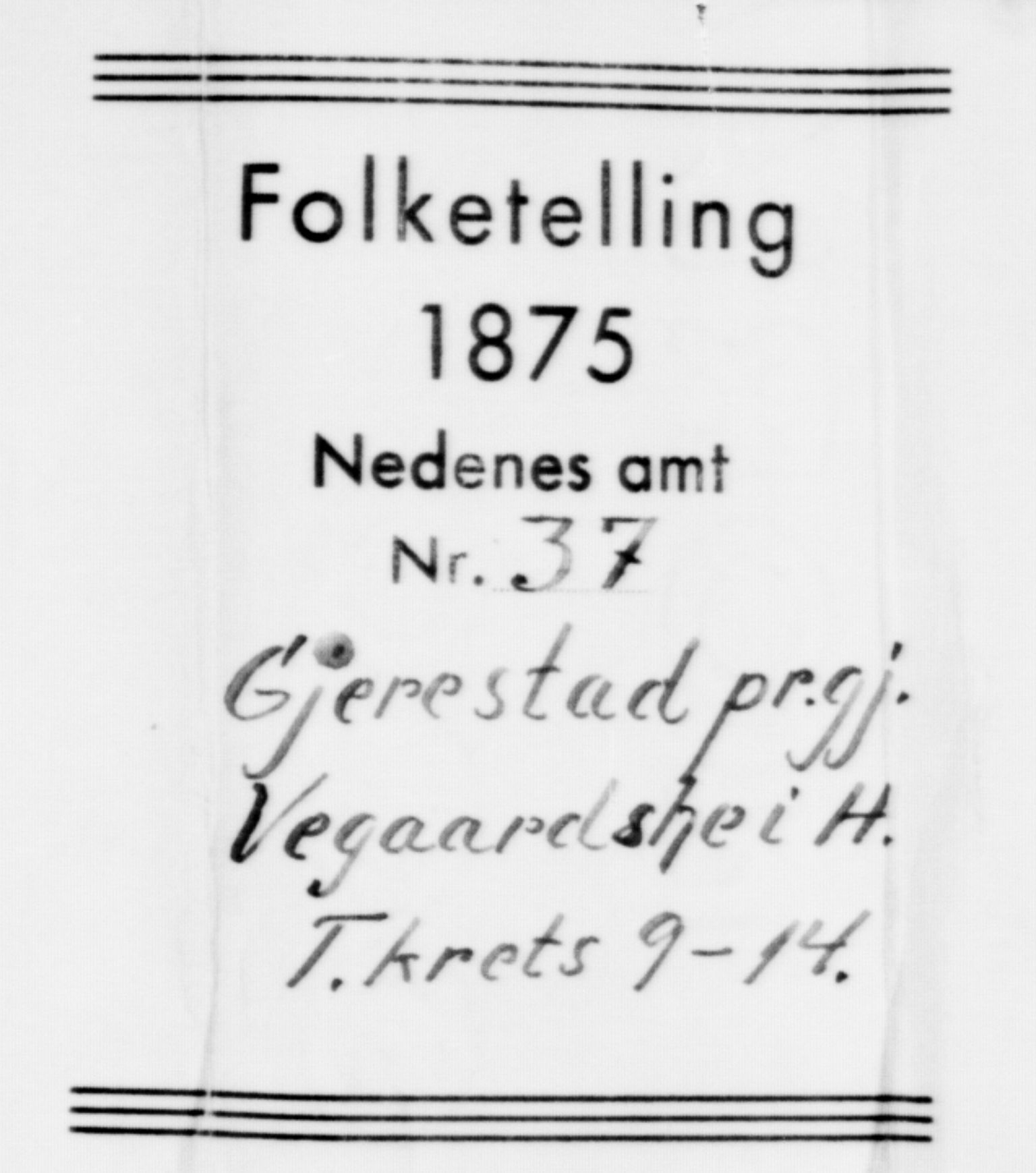 SAK, Folketelling 1875 for 0911P Gjerstad prestegjeld, 1875, s. 922