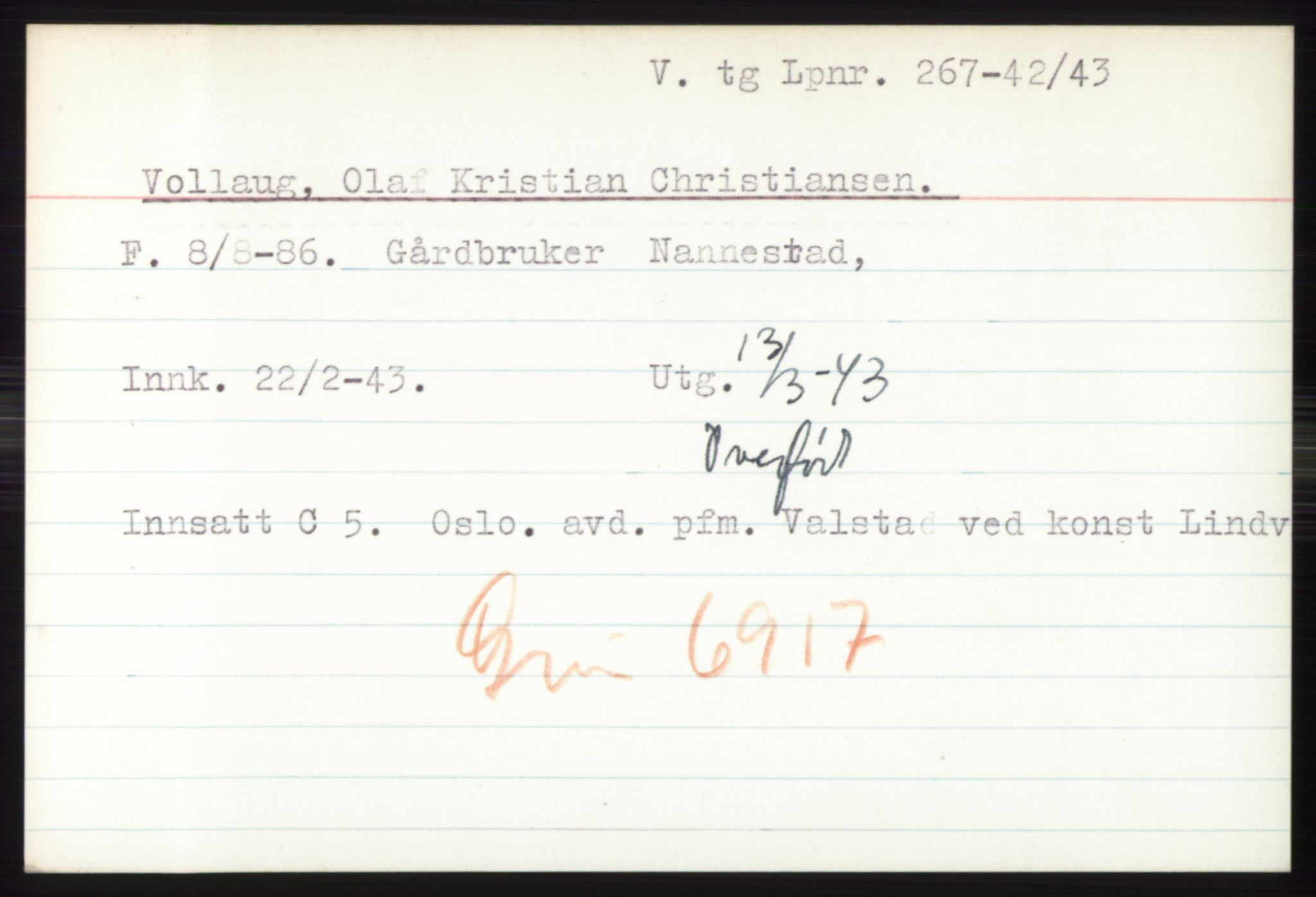 Statspolitiet - Hovedkontoret / Osloavdelingen, AV/RA-S-1329/C/Ck/Cke/L0005: Fangeregister; etternavn S - Å, 1941-1945, s. 592