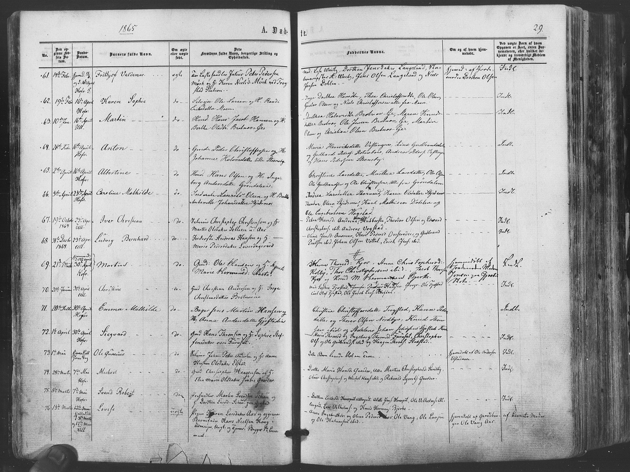 Ullensaker prestekontor Kirkebøker, AV/SAO-A-10236a/F/Fa/L0016: Ministerialbok nr. I 16, 1863-1875, s. 29