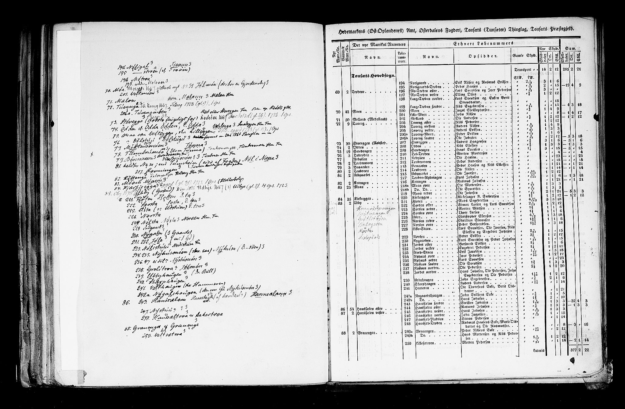 Rygh, AV/RA-PA-0034/F/Fb/L0003: Matrikkelen for 1838 - Hedemarken amt (Hedmark fylke), 1838