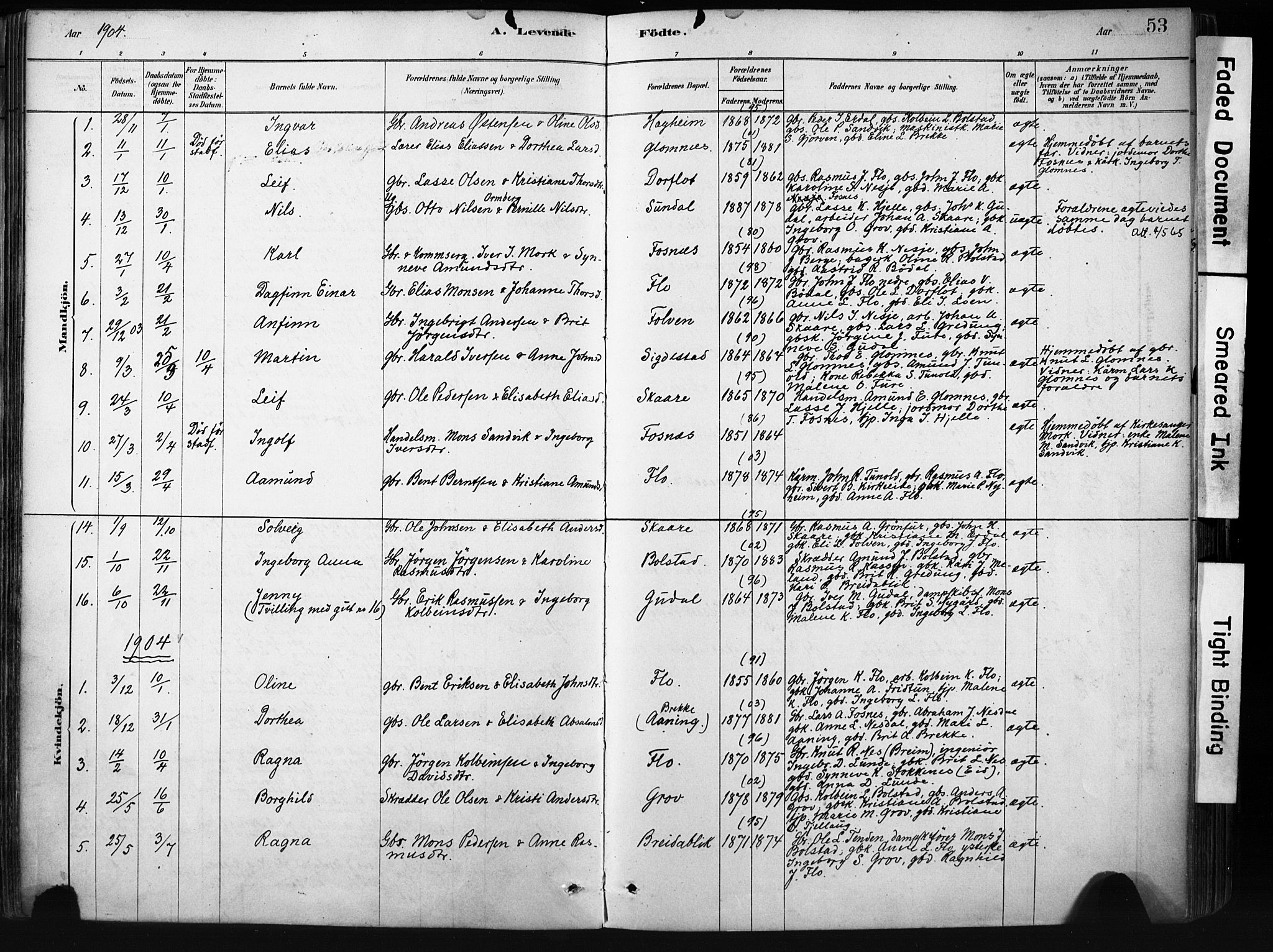 Stryn Sokneprestembete, AV/SAB-A-82501: Ministerialbok nr. D 1, 1878-1907, s. 53