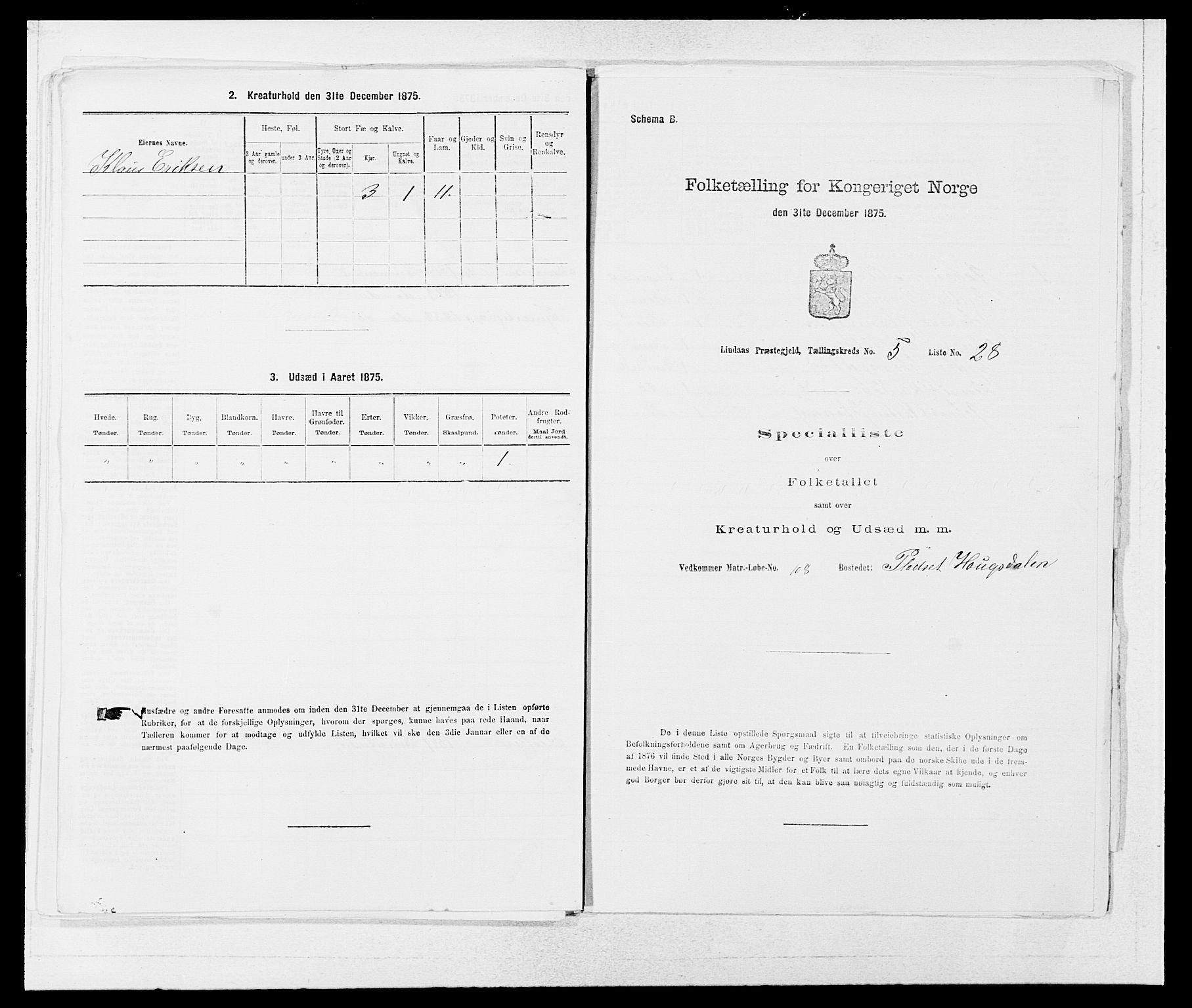 SAB, Folketelling 1875 for 1263P Lindås prestegjeld, 1875, s. 446