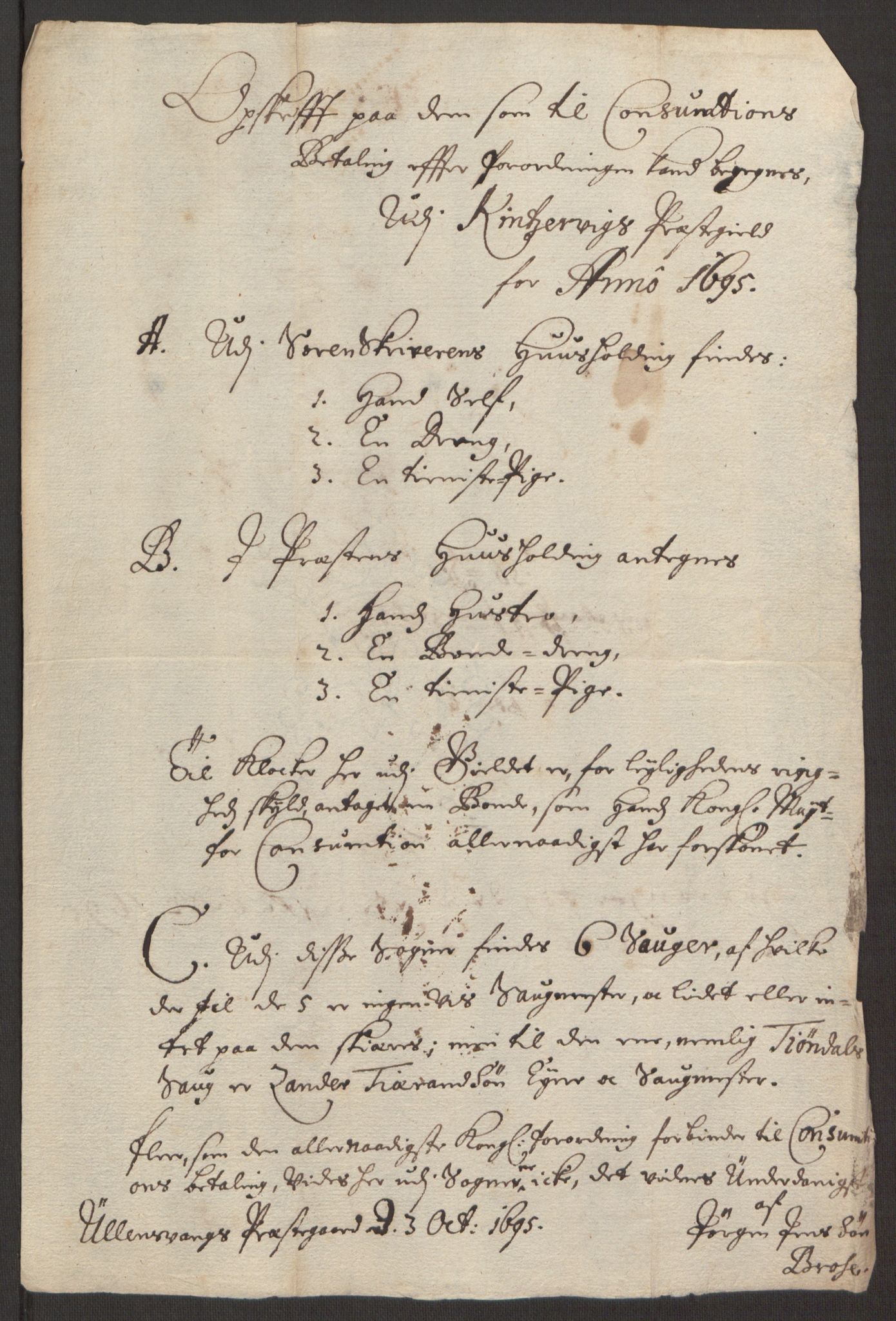 Rentekammeret inntil 1814, Reviderte regnskaper, Fogderegnskap, RA/EA-4092/R48/L2976: Fogderegnskap Sunnhordland og Hardanger, 1695-1696, s. 164