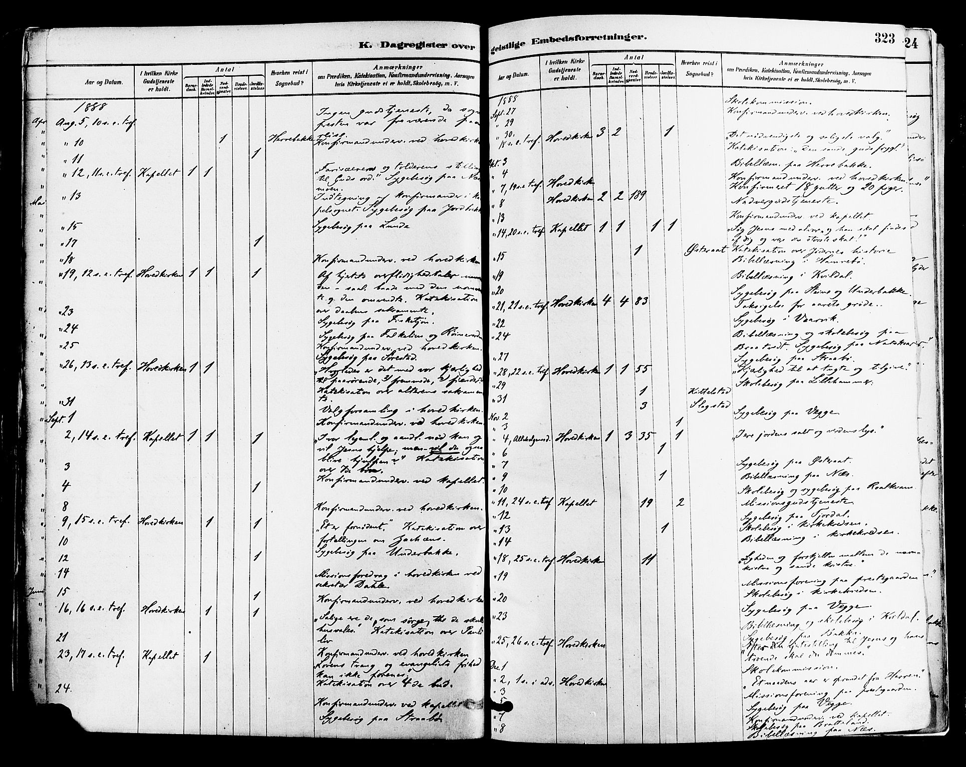 Suldal sokneprestkontor, SAST/A-101845/01/IV/L0011: Ministerialbok nr. A 11, 1878-1900, s. 323