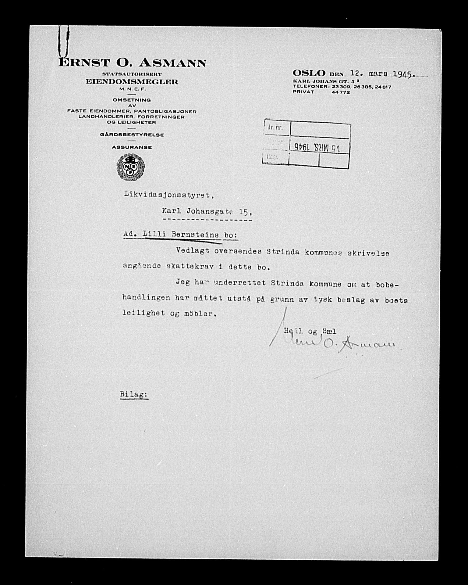 Justisdepartementet, Tilbakeføringskontoret for inndratte formuer, AV/RA-S-1564/H/Hc/Hca/L0892: --, 1945-1947, s. 413