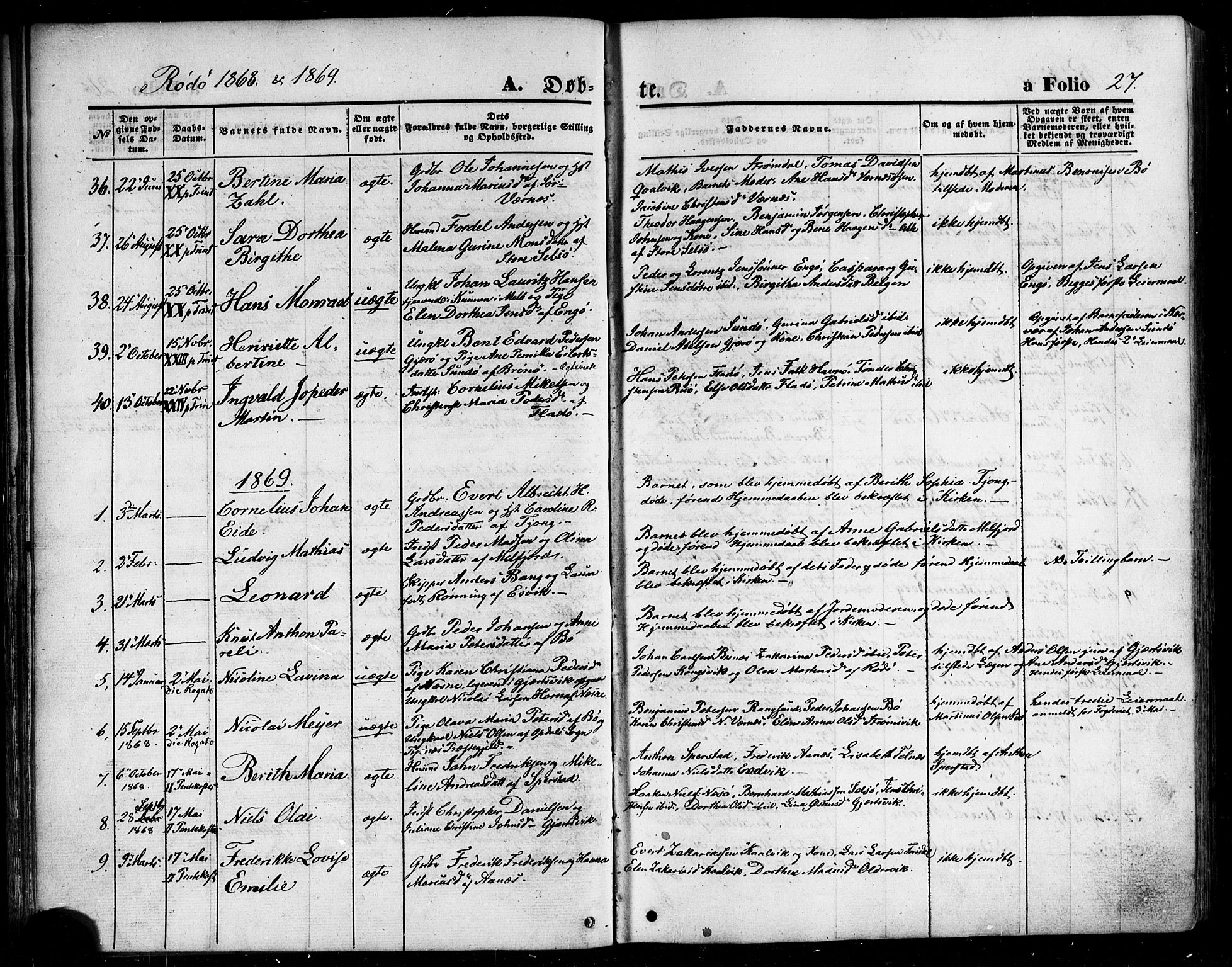 Ministerialprotokoller, klokkerbøker og fødselsregistre - Nordland, AV/SAT-A-1459/841/L0606: Ministerialbok nr. 841A10, 1860-1877, s. 27