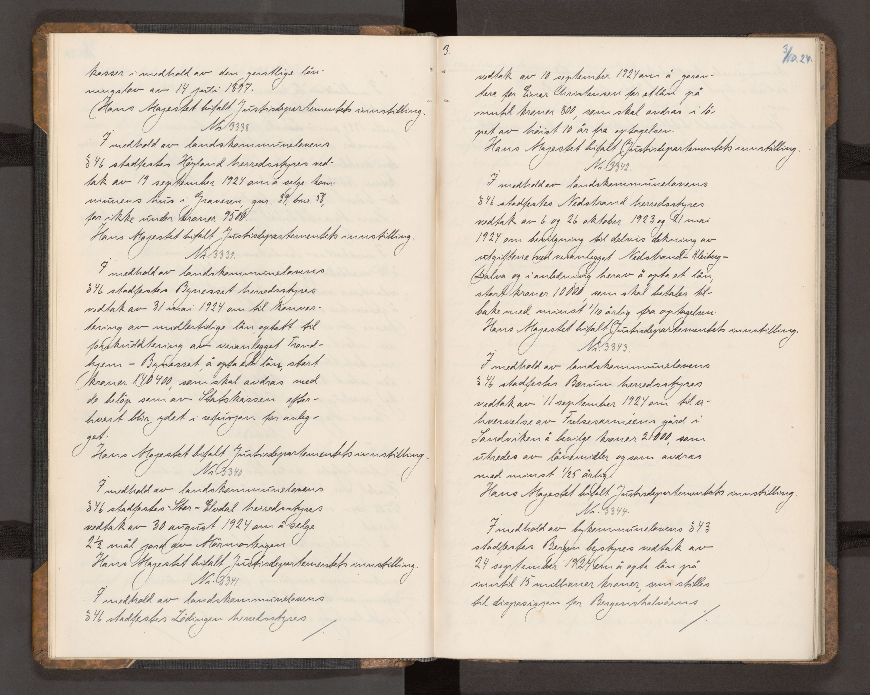 Statsrådssekretariatet, AV/RA-S-1001/A/Ac/L0077: Kgl. res. nr. 3316-3972, 4. kvartal, 1924