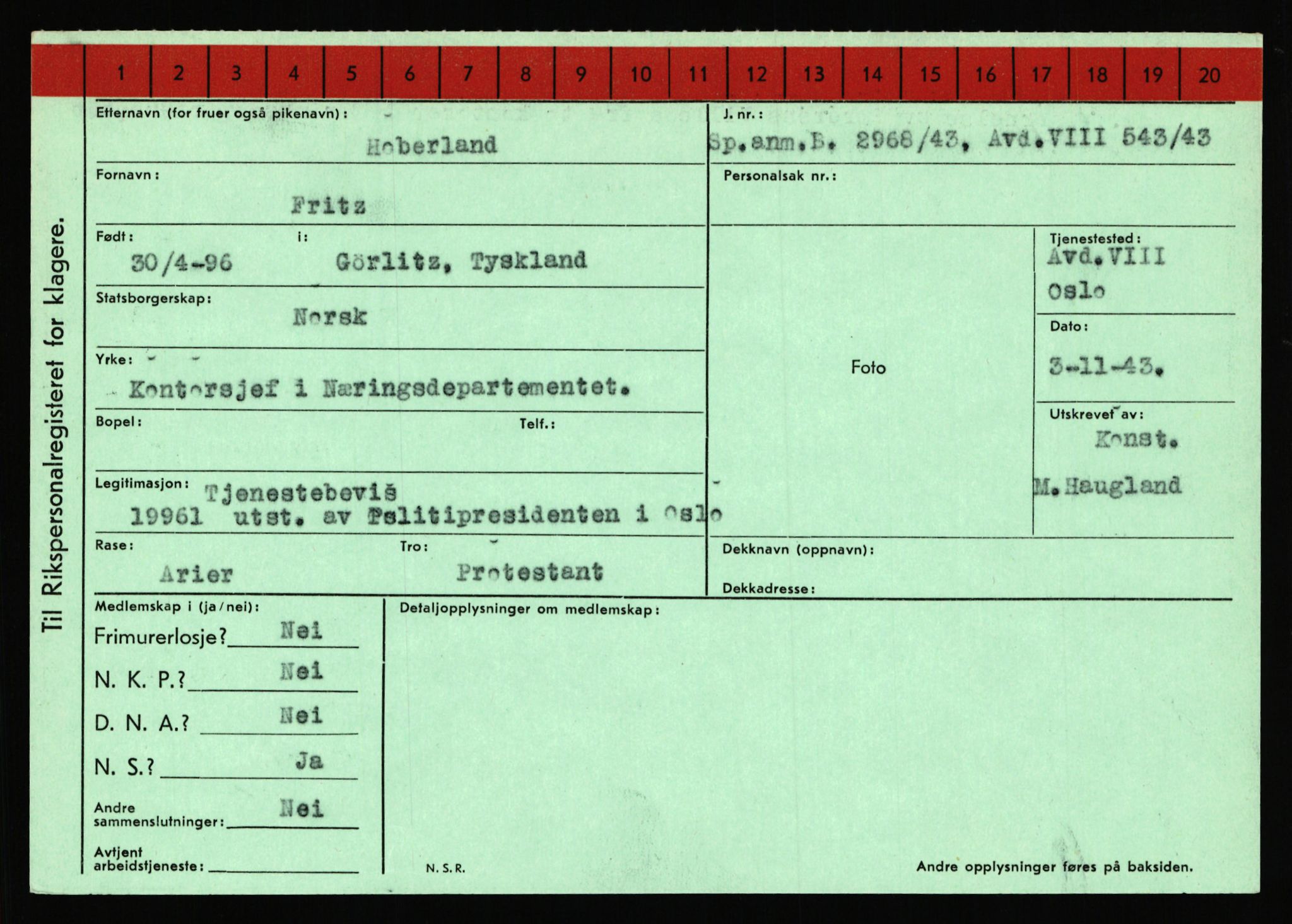 Statspolitiet - Hovedkontoret / Osloavdelingen, AV/RA-S-1329/C/Ca/L0006: Hanche - Hokstvedt, 1943-1945, s. 4505