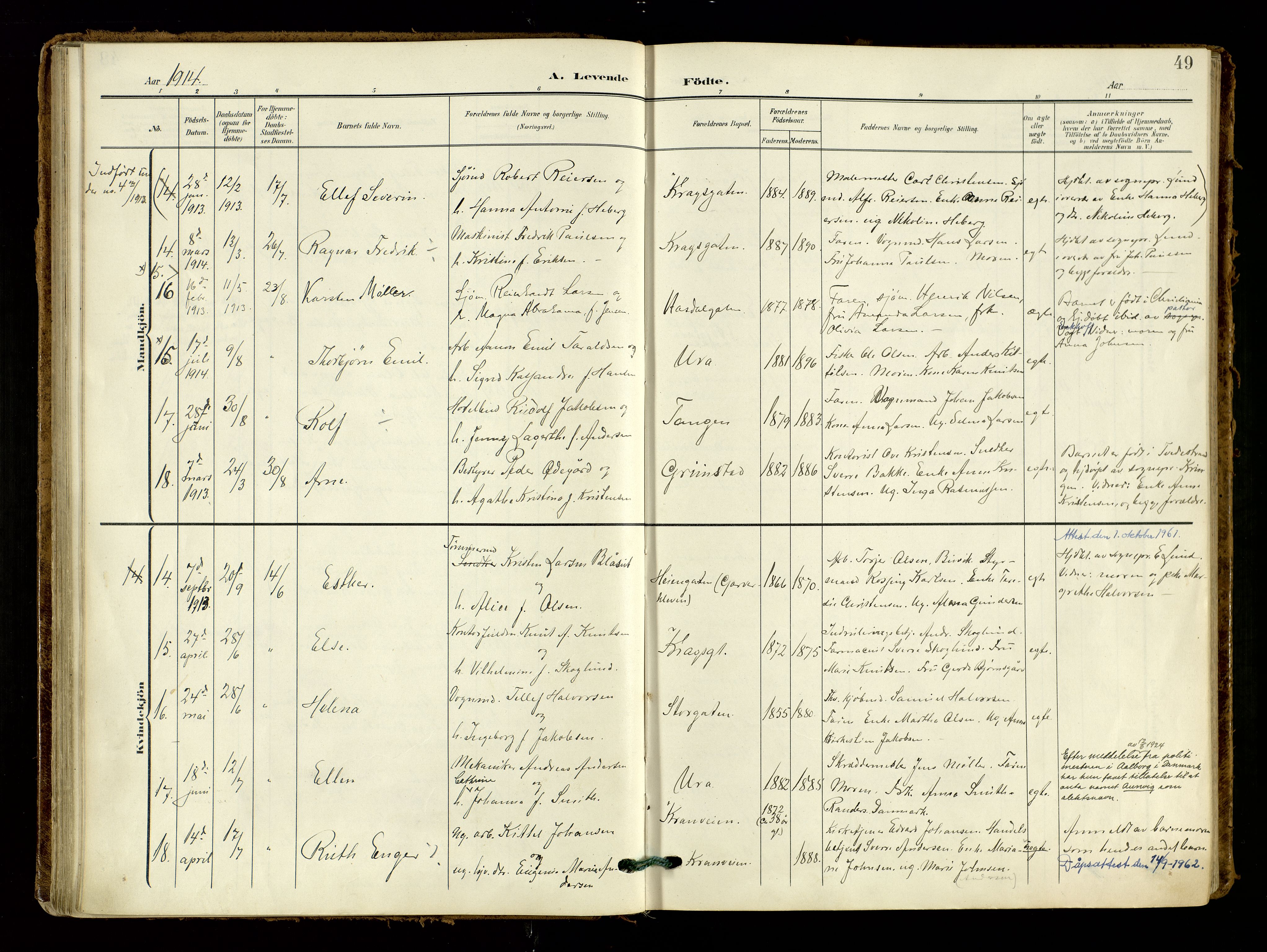 Risør sokneprestkontor, AV/SAK-1111-0035/F/Fa/L0011: Ministerialbok nr. A 11, 1907-1920, s. 49