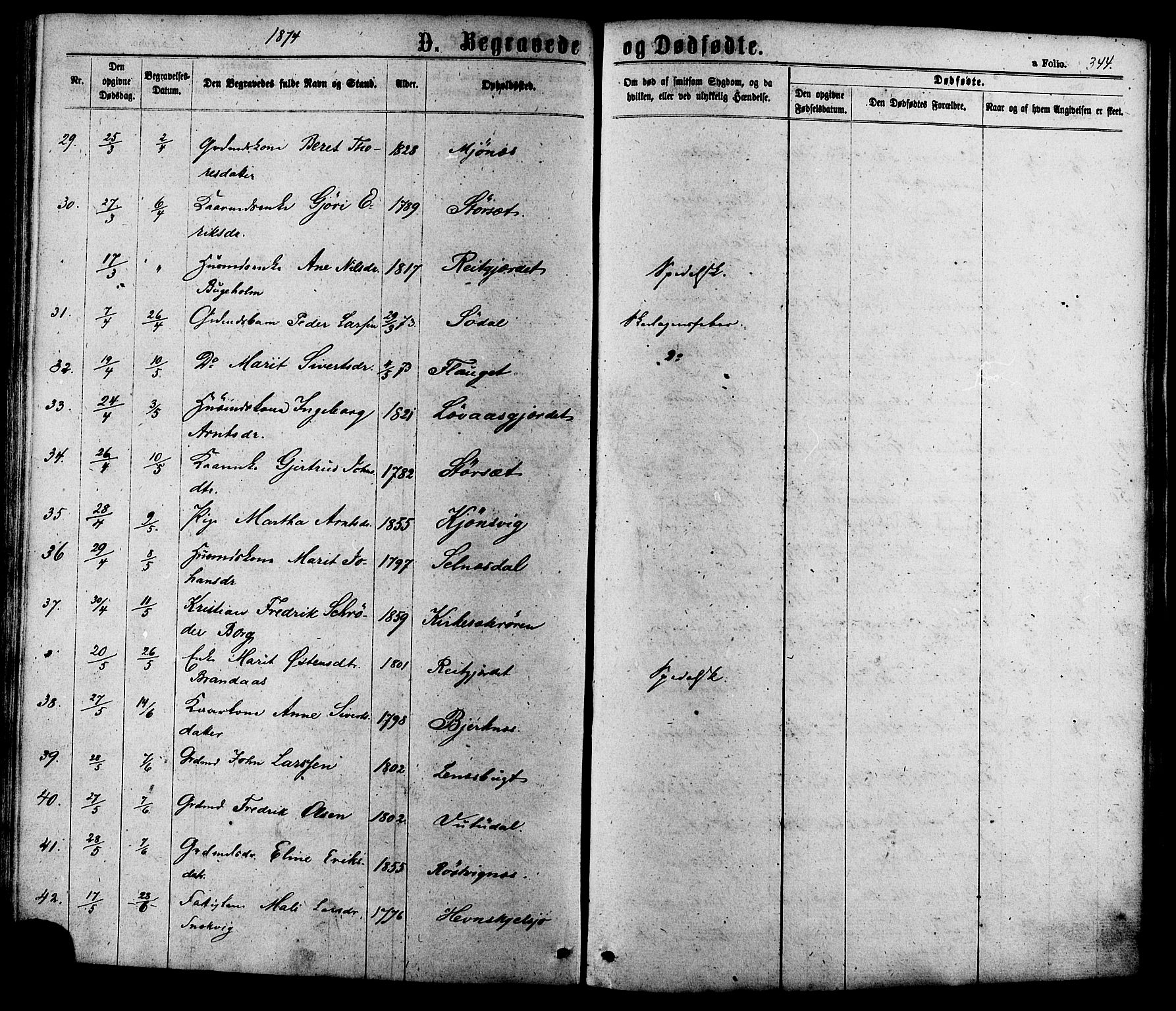 Ministerialprotokoller, klokkerbøker og fødselsregistre - Sør-Trøndelag, SAT/A-1456/630/L0495: Ministerialbok nr. 630A08, 1868-1878, s. 344