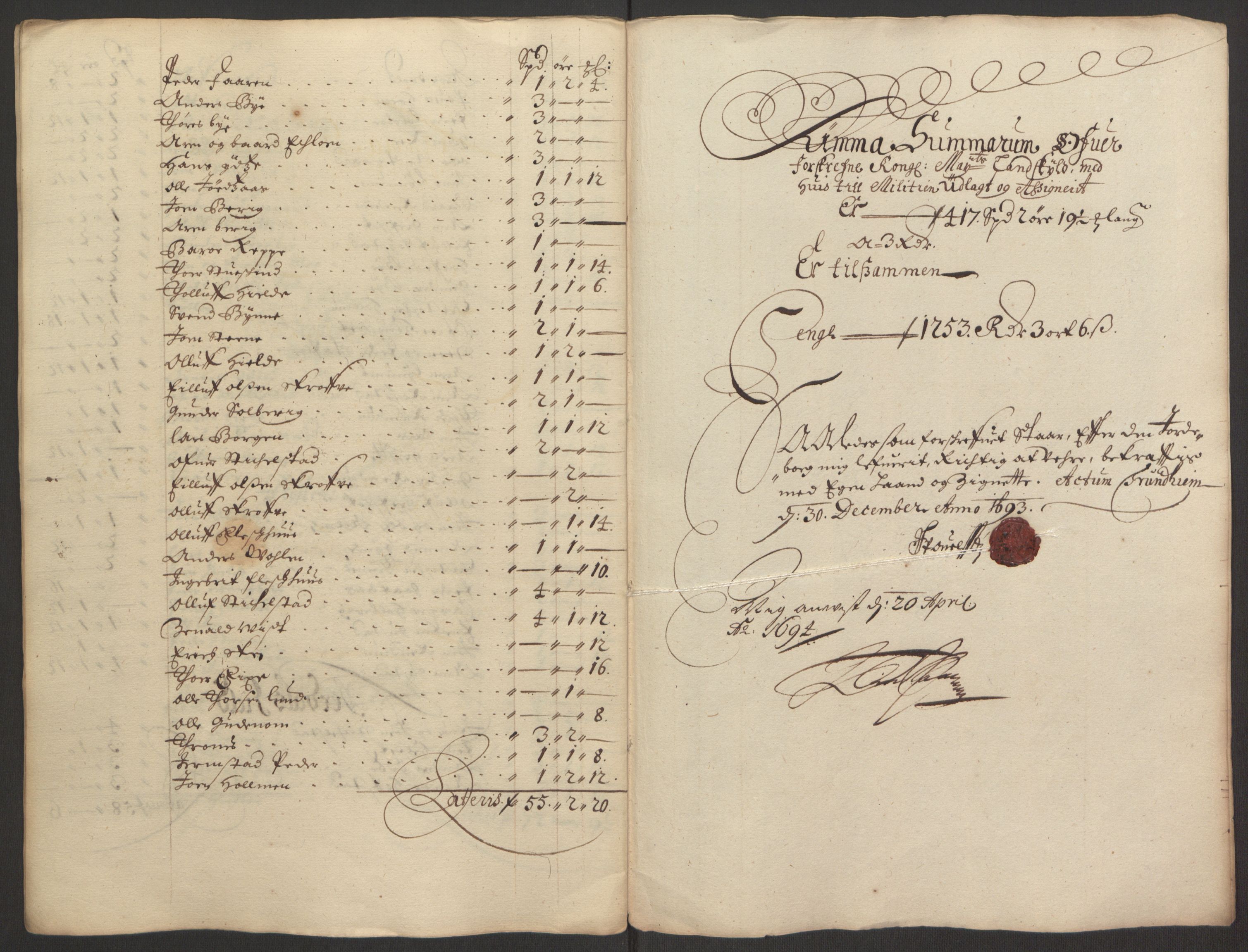Rentekammeret inntil 1814, Reviderte regnskaper, Fogderegnskap, RA/EA-4092/R62/L4186: Fogderegnskap Stjørdal og Verdal, 1693-1694, s. 118