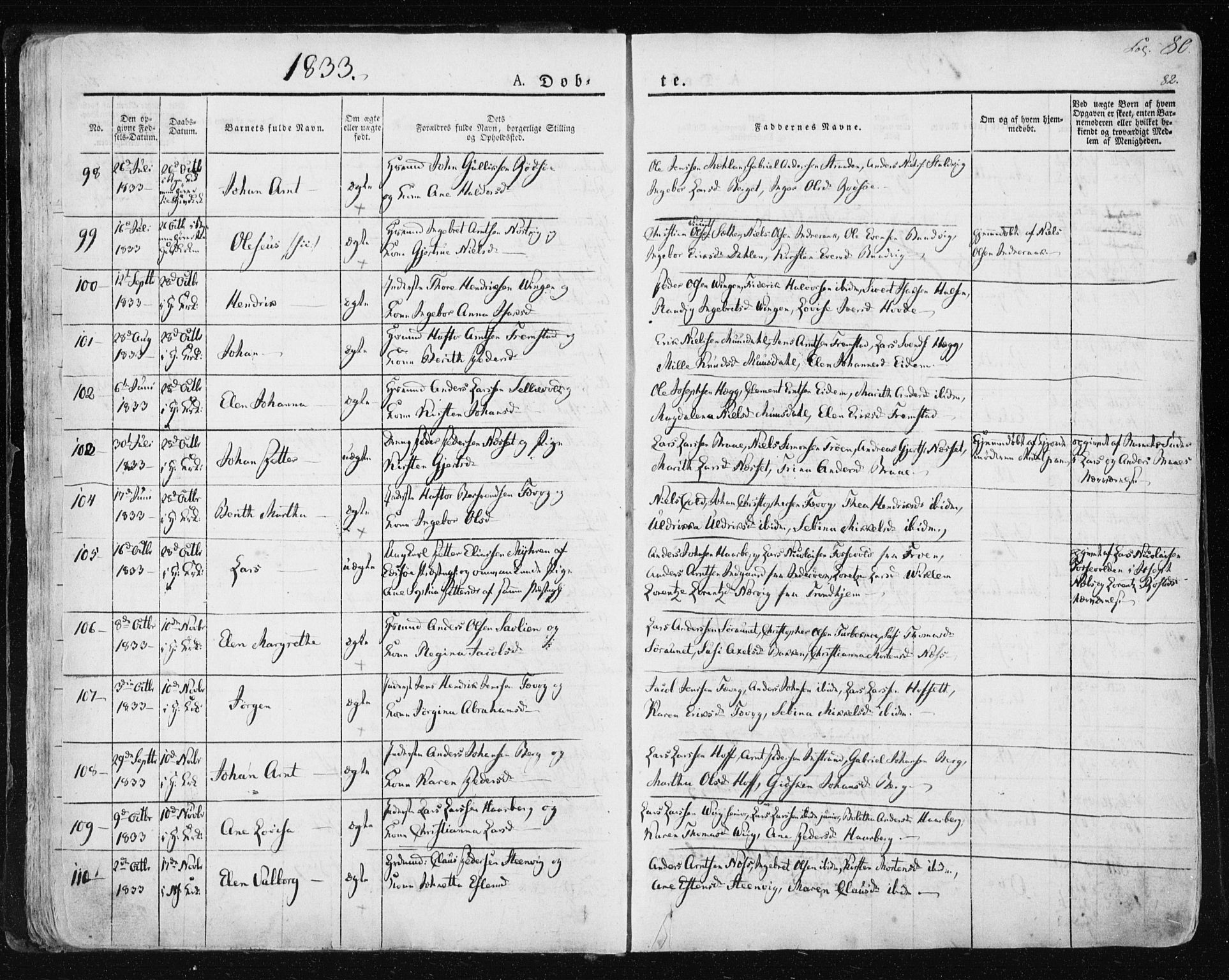 Ministerialprotokoller, klokkerbøker og fødselsregistre - Sør-Trøndelag, SAT/A-1456/659/L0735: Ministerialbok nr. 659A05, 1826-1841, s. 80