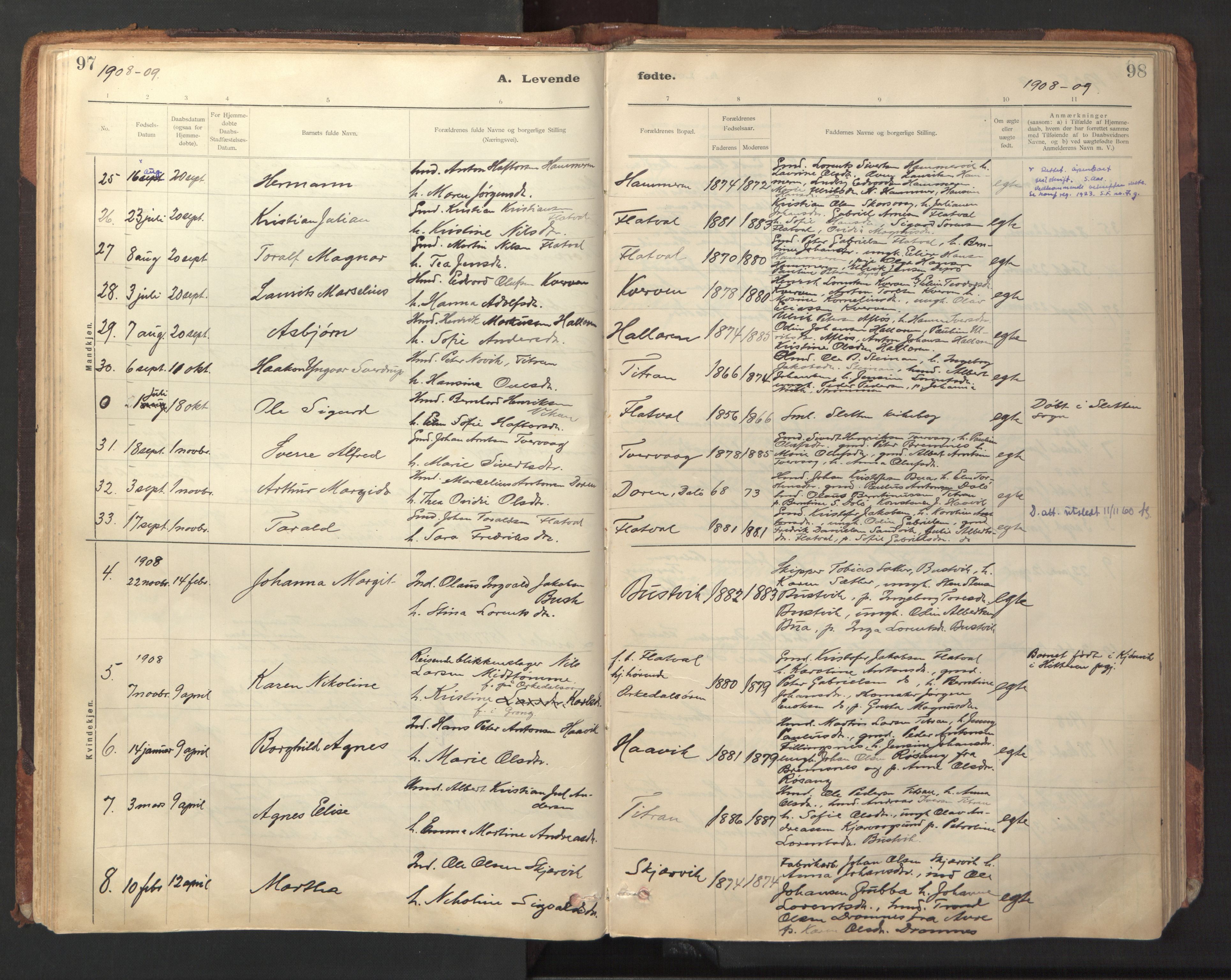 Ministerialprotokoller, klokkerbøker og fødselsregistre - Sør-Trøndelag, AV/SAT-A-1456/641/L0596: Ministerialbok nr. 641A02, 1898-1915, s. 97-98