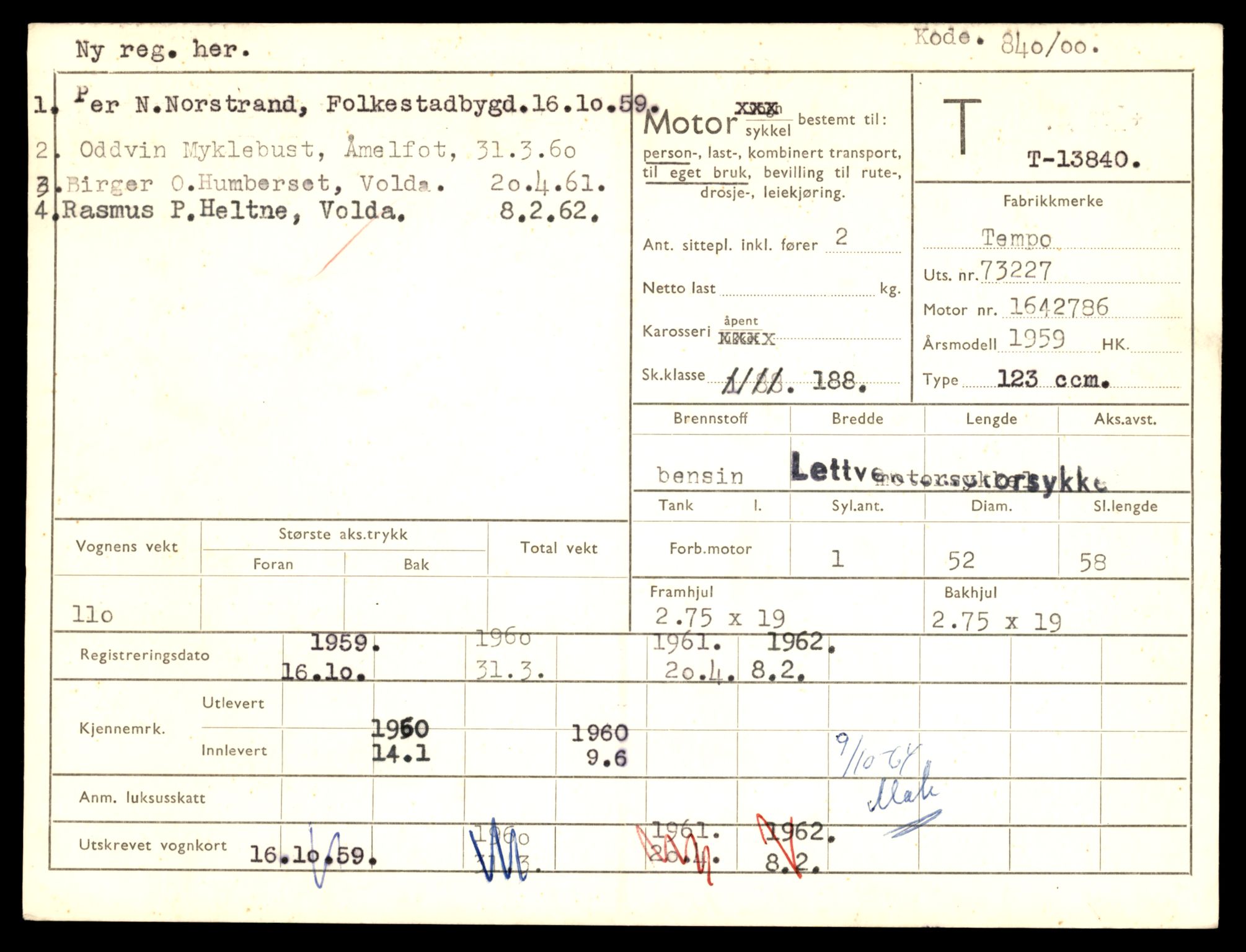 Møre og Romsdal vegkontor - Ålesund trafikkstasjon, AV/SAT-A-4099/F/Fe/L0041: Registreringskort for kjøretøy T 13710 - T 13905, 1927-1998, s. 2343