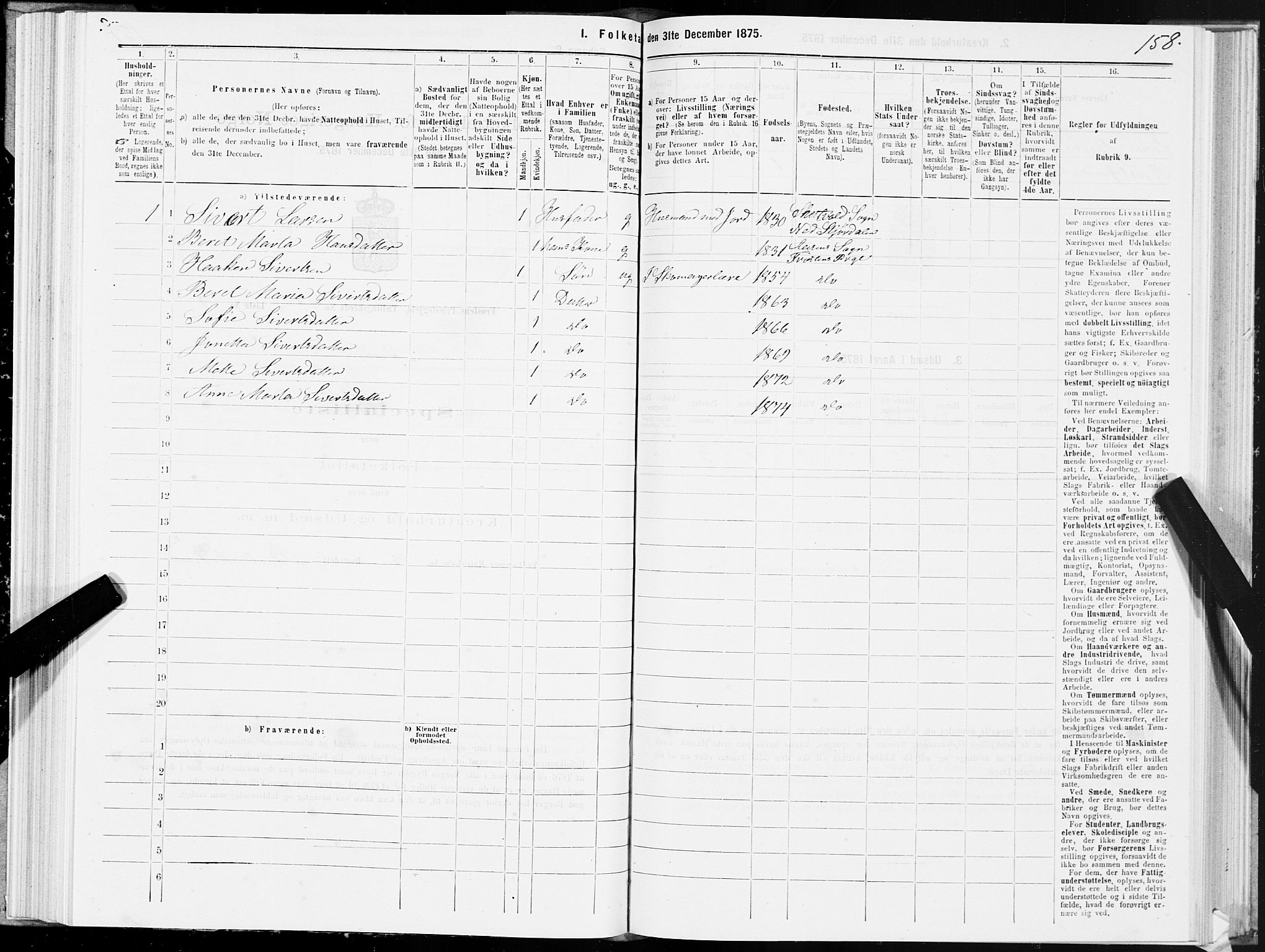 SAT, Folketelling 1875 for 1717P Frosta prestegjeld, 1875, s. 6158