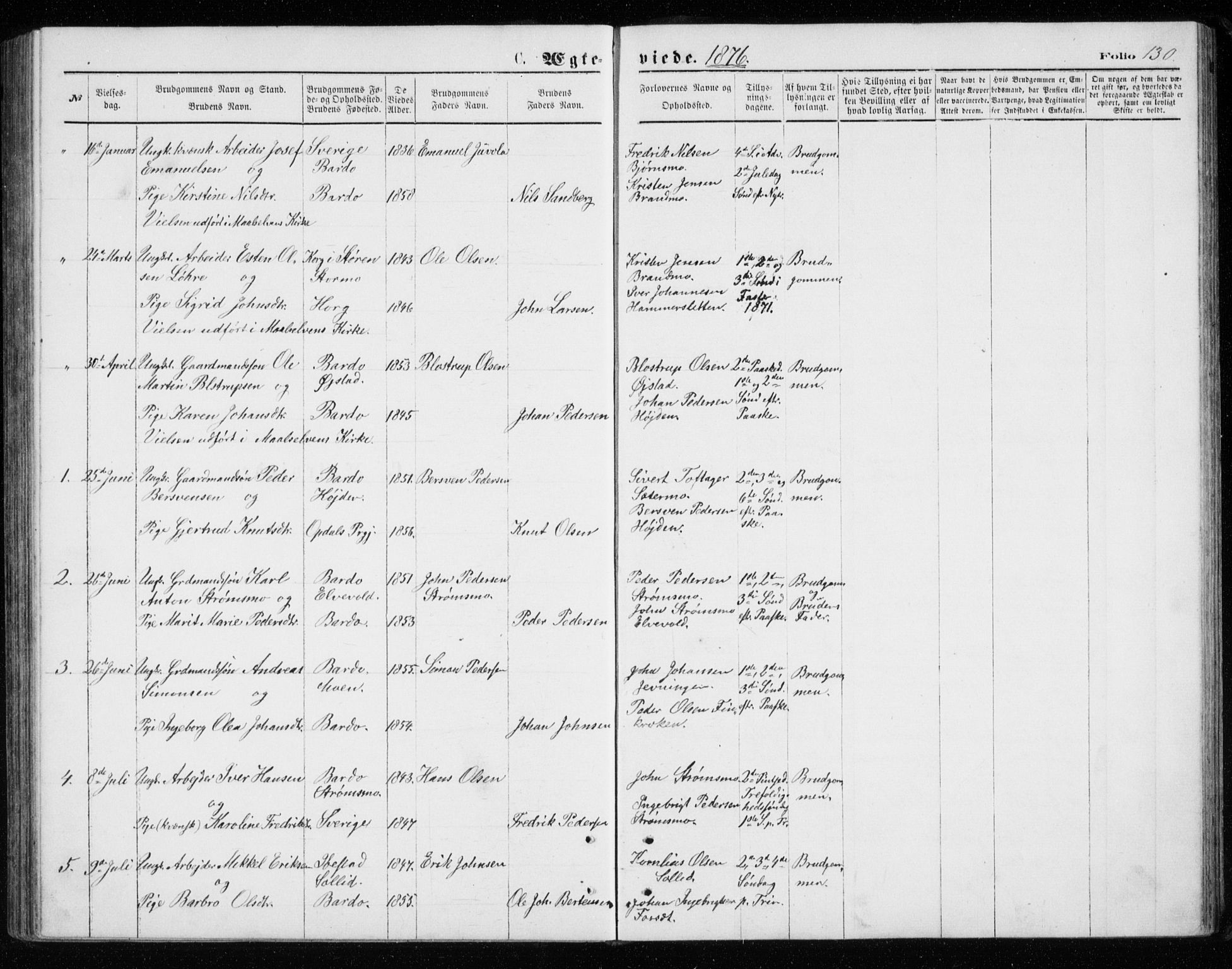 Målselv sokneprestembete, AV/SATØ-S-1311/G/Ga/Gab/L0007klokker: Klokkerbok nr. 7, 1876-1895, s. 130