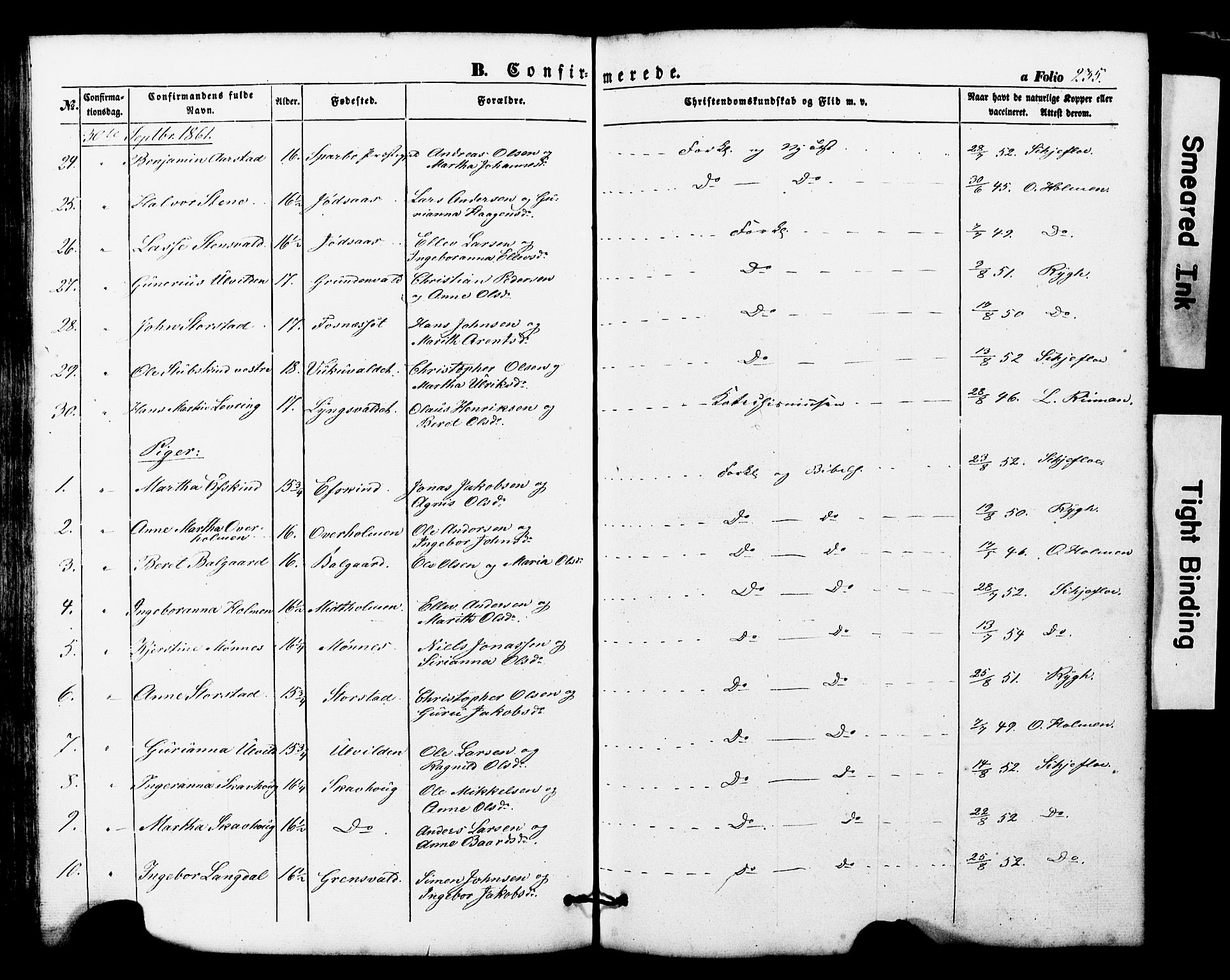 Ministerialprotokoller, klokkerbøker og fødselsregistre - Nord-Trøndelag, SAT/A-1458/724/L0268: Klokkerbok nr. 724C04, 1846-1878, s. 235