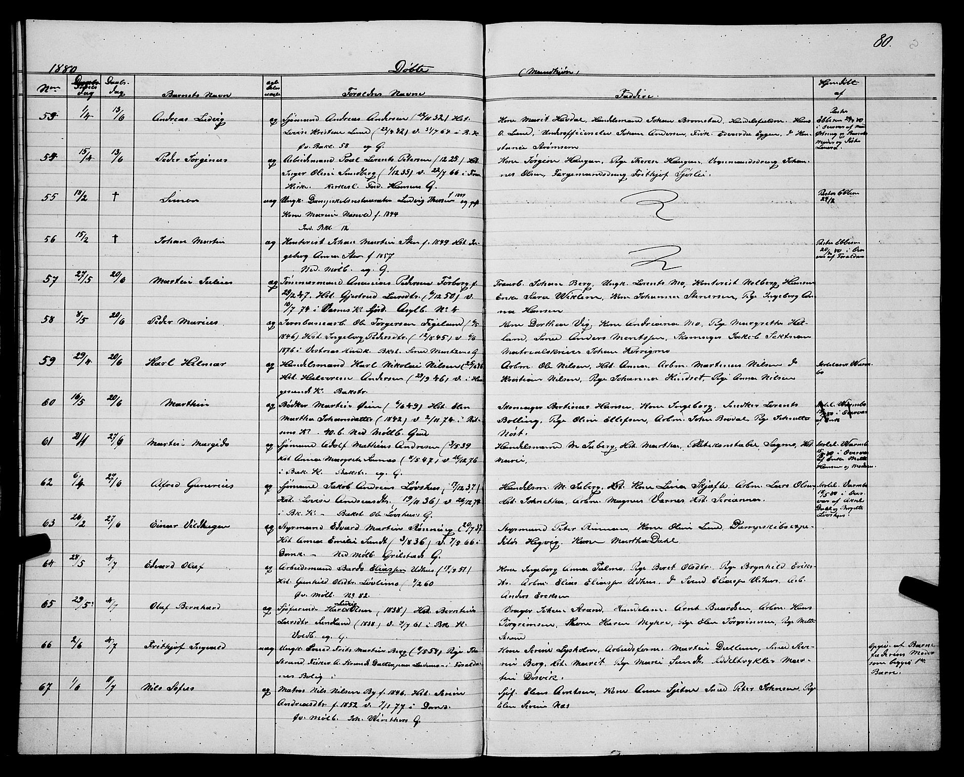 Ministerialprotokoller, klokkerbøker og fødselsregistre - Sør-Trøndelag, AV/SAT-A-1456/604/L0220: Klokkerbok nr. 604C03, 1870-1885, s. 80