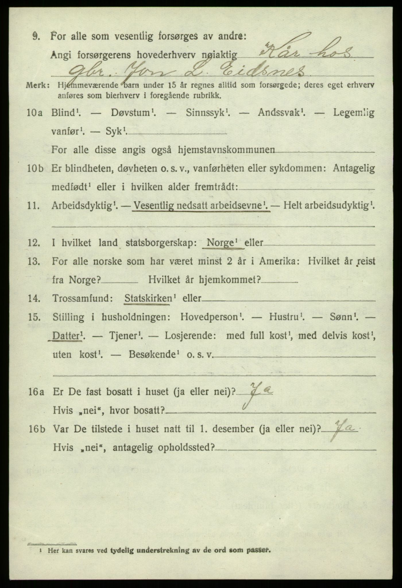 SAB, Folketelling 1920 for 1254 Hamre herred, 1920, s. 3426