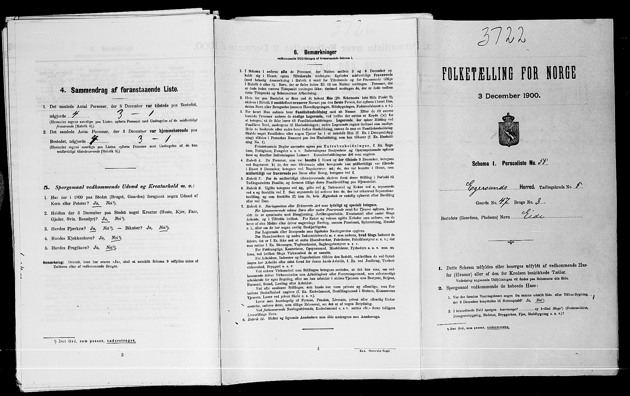 SAST, Folketelling 1900 for 1116 Eigersund herred, 1900, s. 755